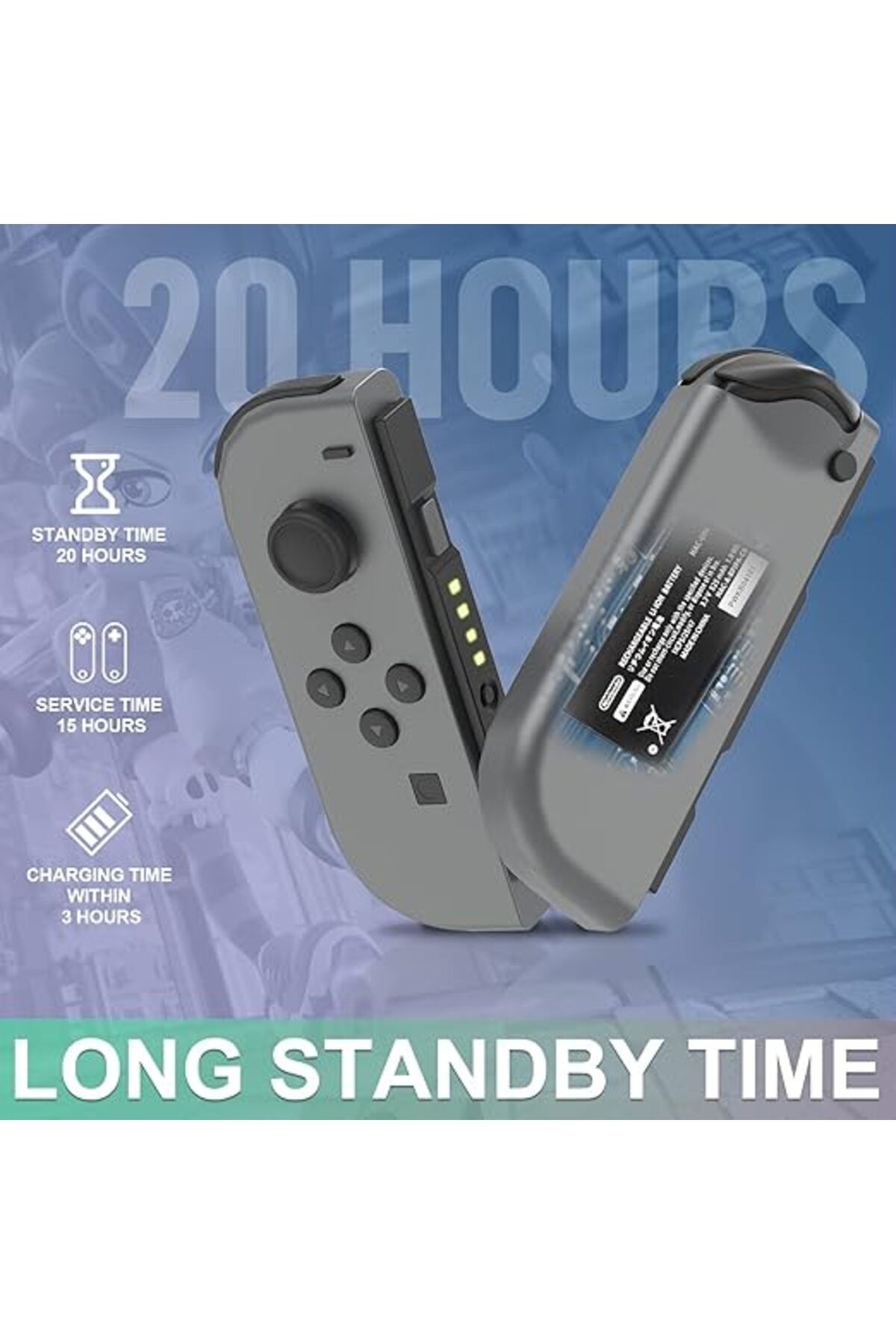 COOYA-Nintendo Switch Joy-Con (L/R) Gaming Controller, Gray, Replacement Wireless Controllers 5