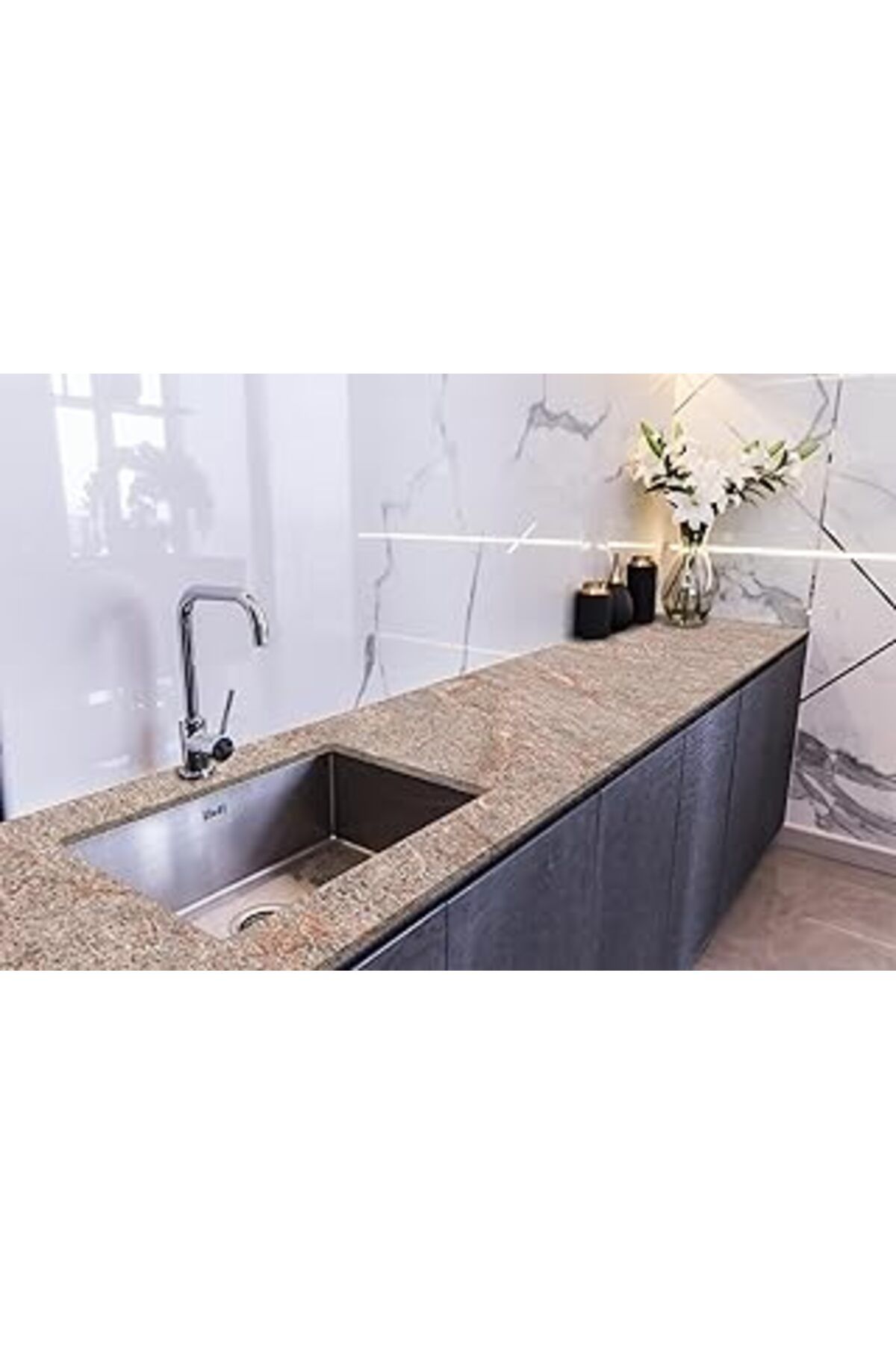 Karachil Stickerart Tezgah Üstü Fayans Kaplama Folyosu Mutfak Tezgahı Kaplama Pink Beige Marble 70 Cm X 1 Me