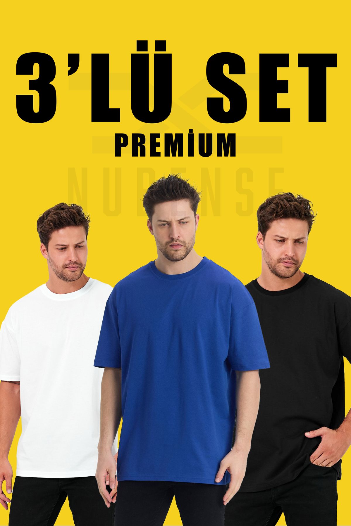 Uniquetex NUBENSE / Oversize Unisex Sade Pamuklu Simit Yaka T-shirt (Set Tişört -6)