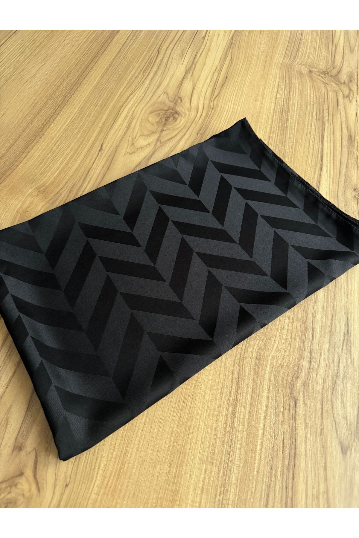 Degs Scarf Jakar Şal Zigzag Desenli Şal Siyah