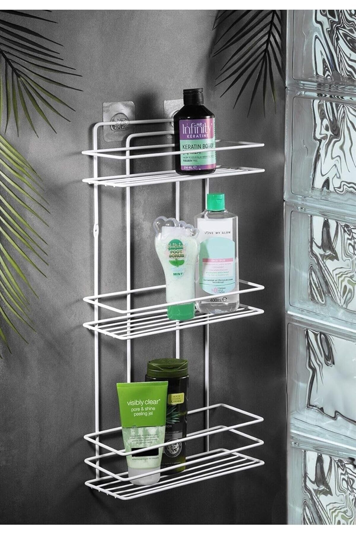 STOREMAX acelya Haus Ömür Boyu Paslanmaz Düz Banyo Köşeliği Şampuanlık Banyo Rafı Beyaz Star Shop Tr