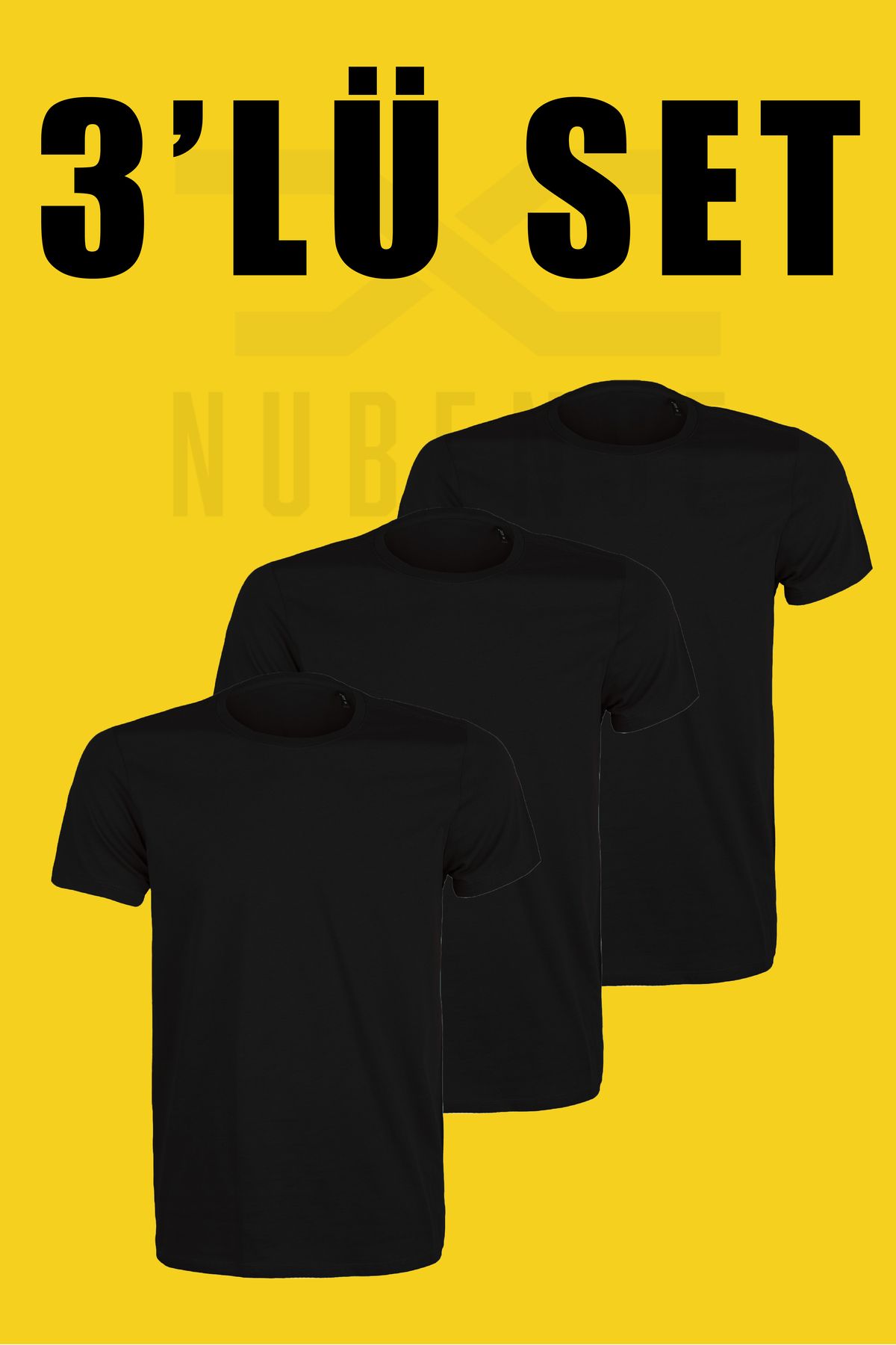 TUGSA DESING NUBENSE / Regular Unisex Sade Pamuklu Simit Yaka T-shirt (Set Tişört -1)