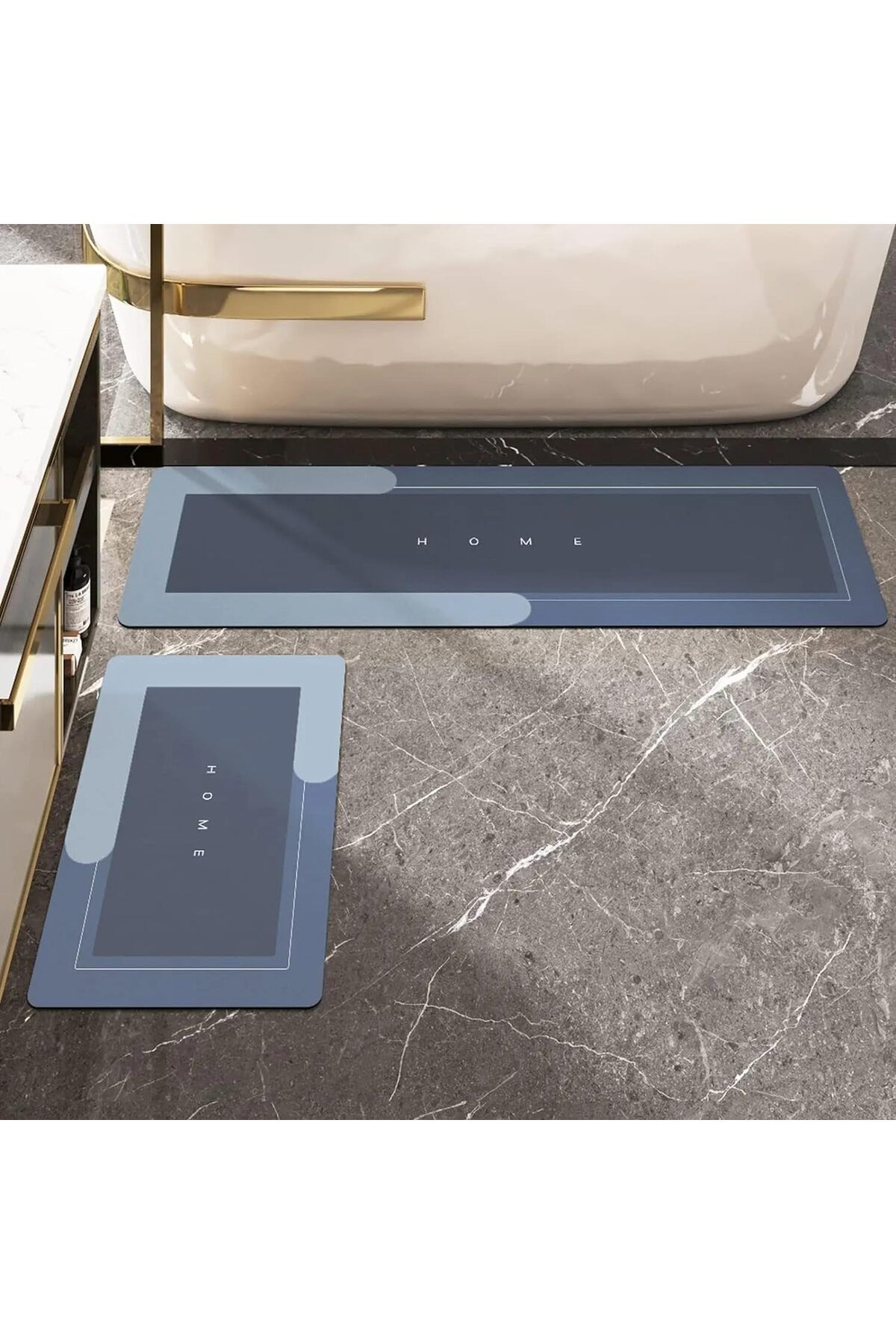 STOREMAX acelya Banyo Paspası-Kaymaz Tabanlı-Süper Emici Banyo Paspası-Abdest Paspası-Uzun (MAVİ) NKS12
