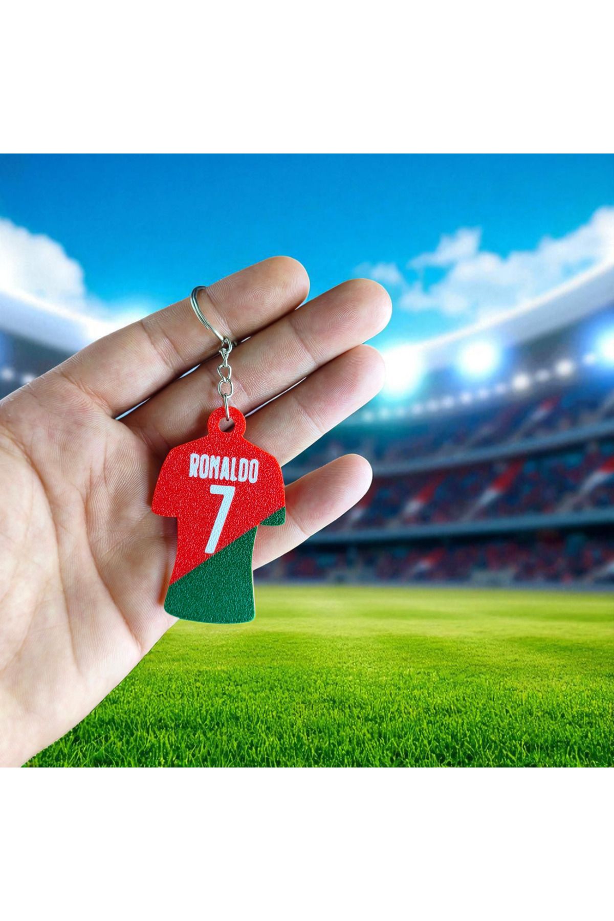 multiogz Cristiano Ronaldo Forma Anahtarlık – 3D Baskı Futbol Temalı Hediyelik Figür
