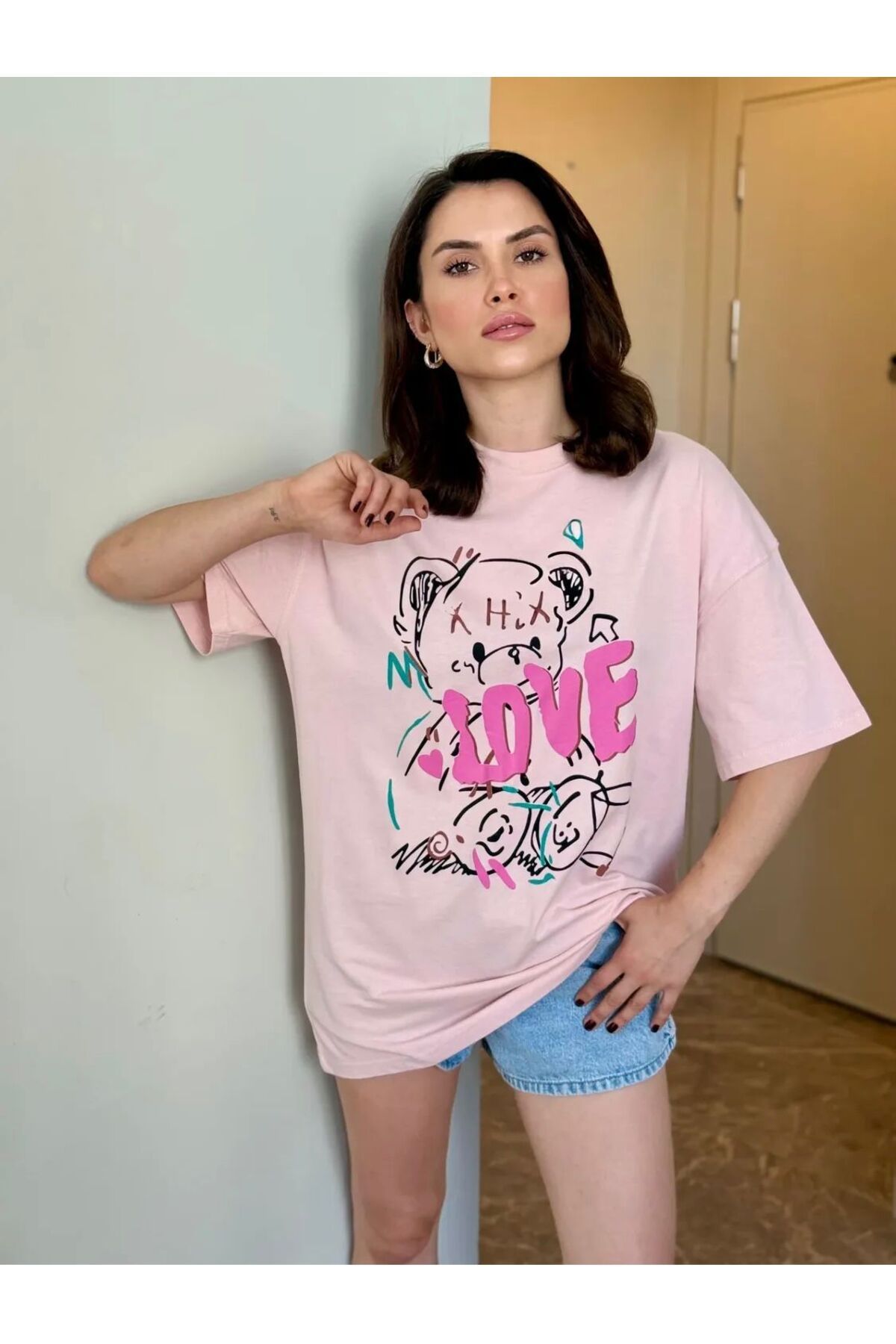 Enter Love Bear Baskılı T-Shirt