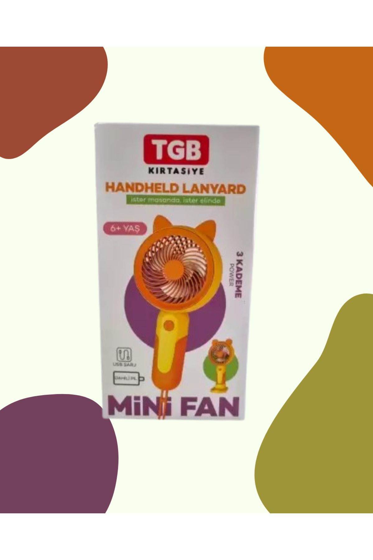 TGB Mini Fan Masaüstü Taşınabilir Telefon Stantlı Vantilatör 2si 1 Arada Taşınabilir Masaüstü Fan ŞARJLI