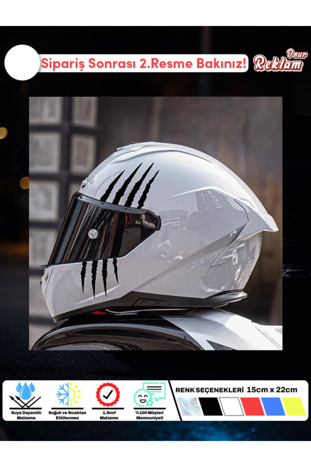 Onur Reklam Motorsiklet Kaskı Çizik Desenli Sticker – 2'li Set (Farklı Renk Seçenekleri)