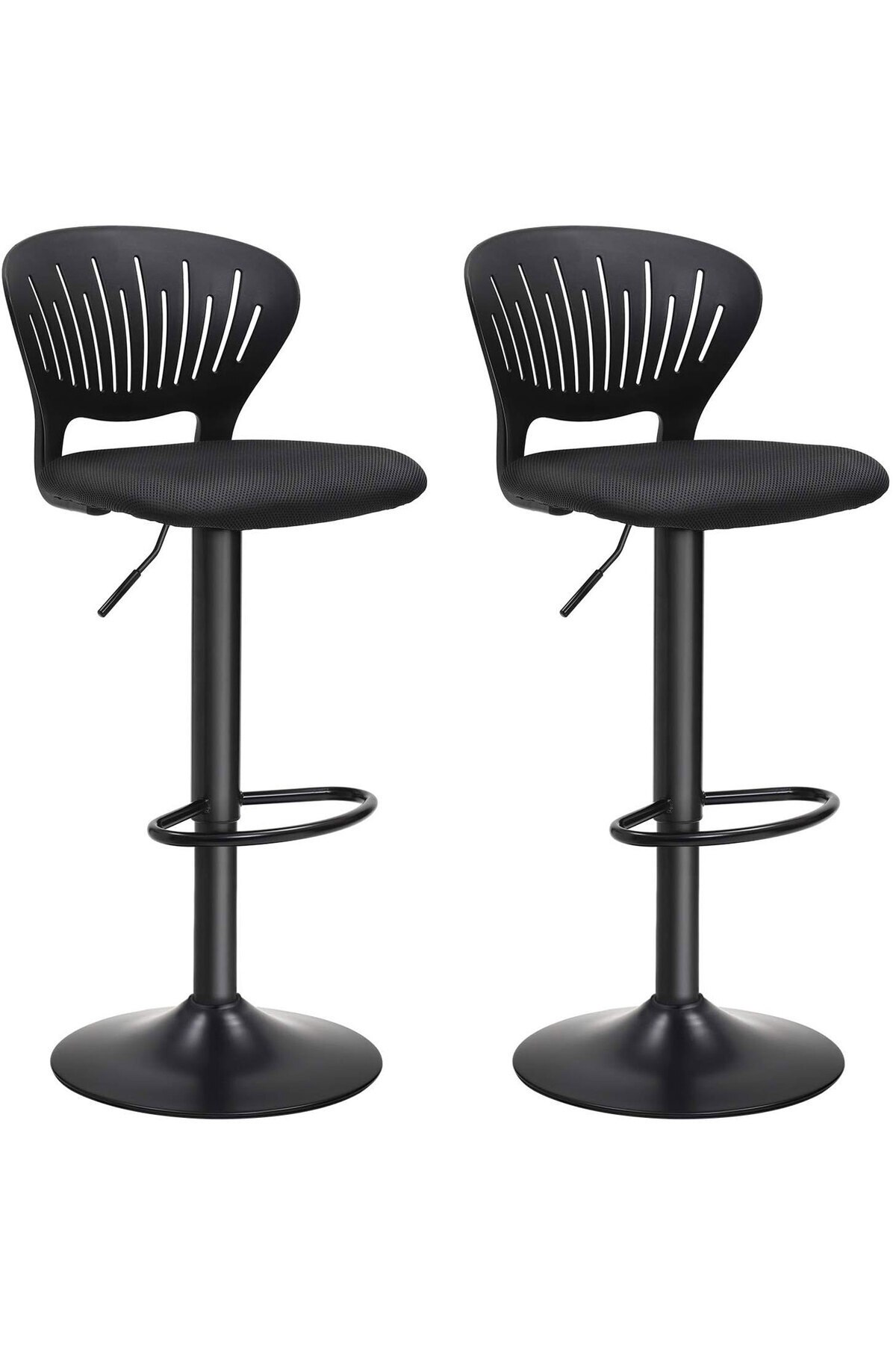 SONGMICS-Set 2 scaune de bar captusite, reglabile, cu spatar , rotatie la 360, 39x42x107cm, negru 1