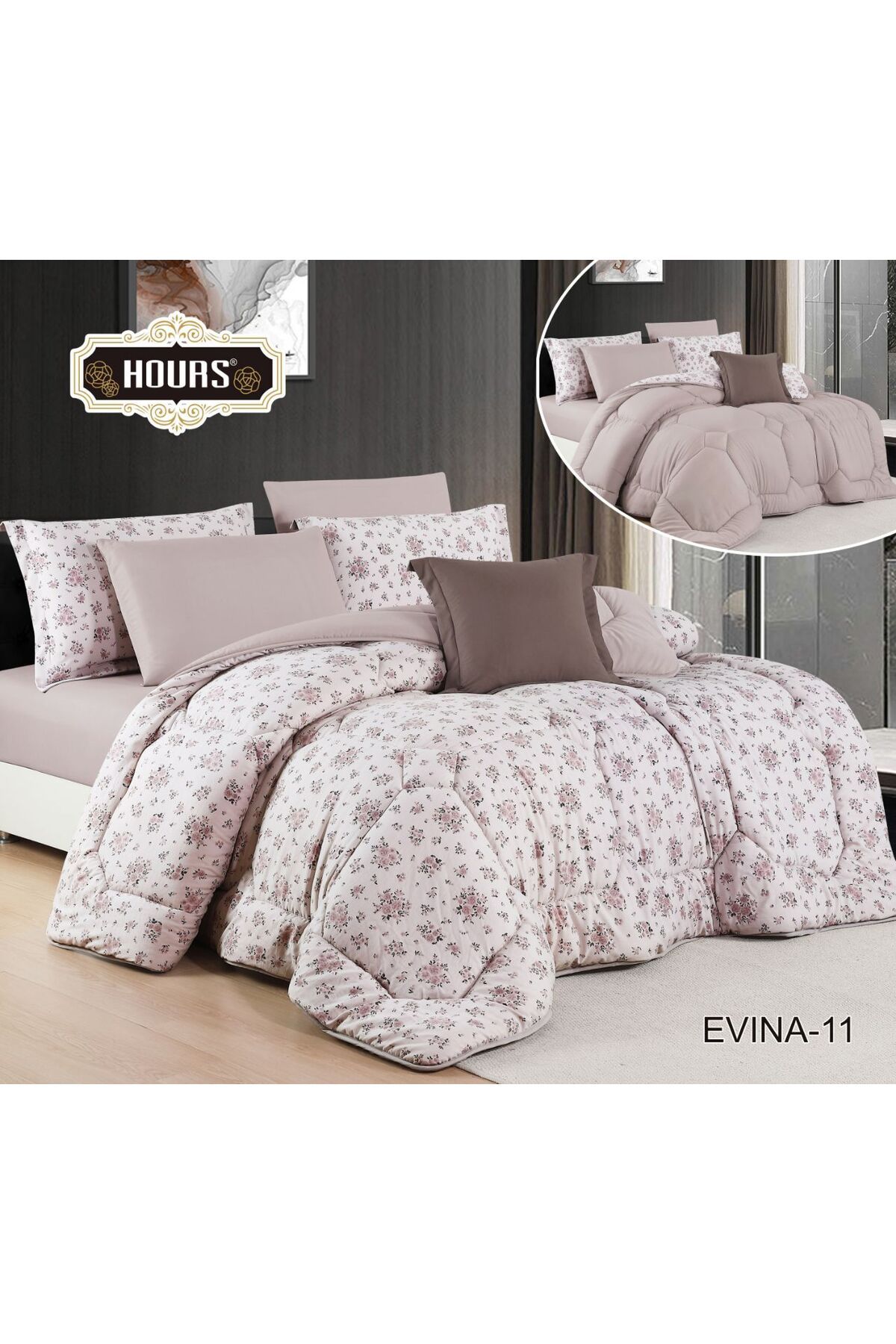 HOURS-Horse Navran 7-piece comforter set with a modern and distinctive pattern, double-sided EVINA-011A 1