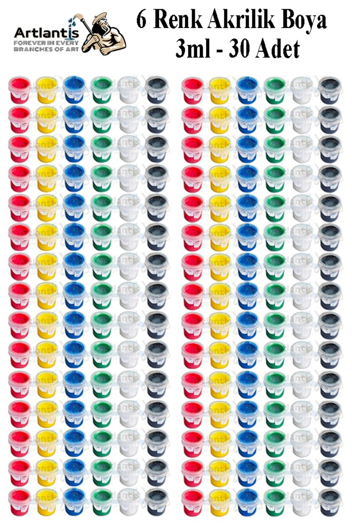 Artlantis Akrilik Boya 3 ml 6 Renk 30 Paket Mini Küçük Akrilik Boya Taş Ahşap Seramik Tuval Alçı Tuval Etkinli