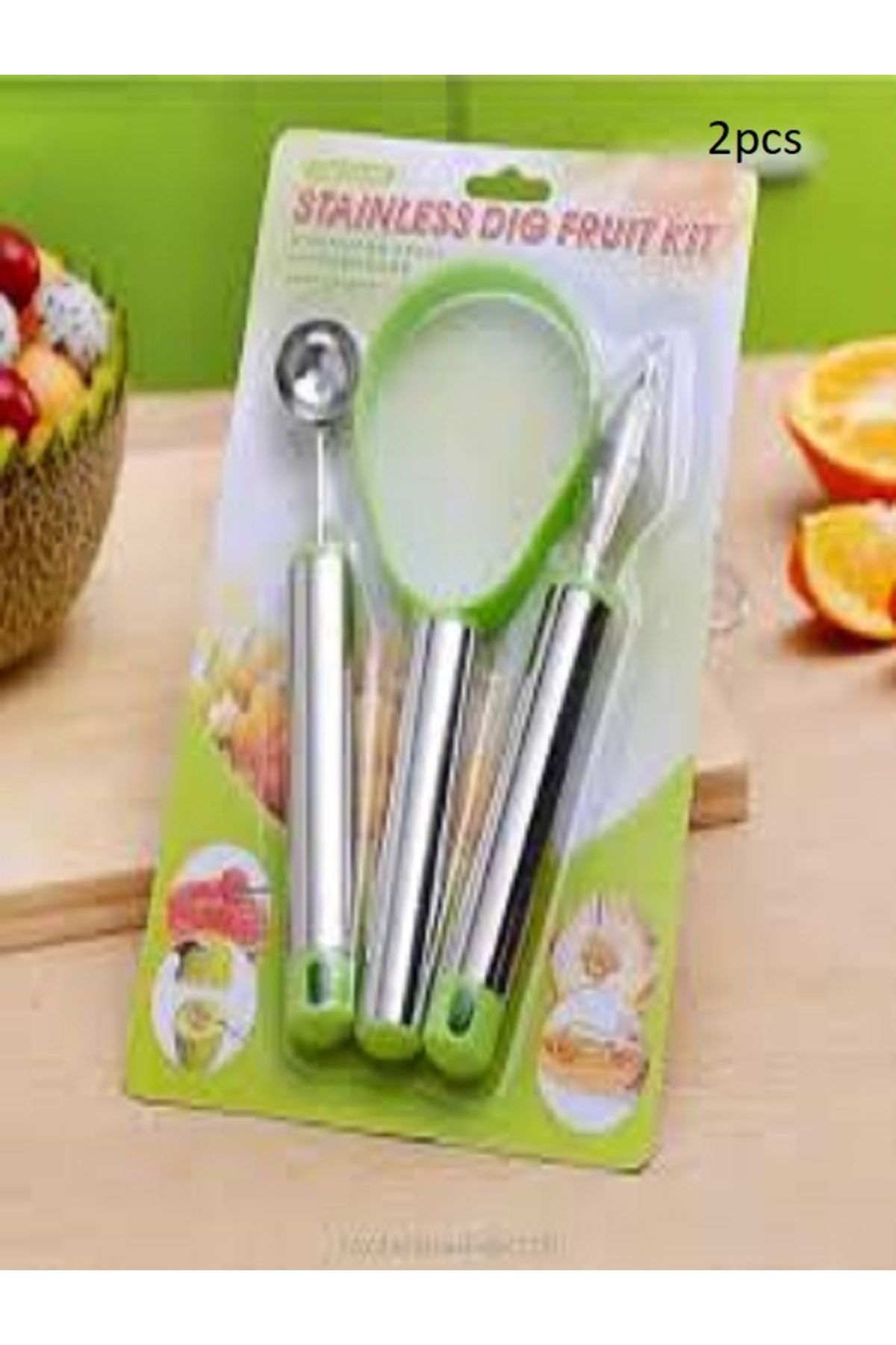 Generic-2pcs Fruit Corer, 3pcs Multi-function Fruit Carving Tool, Watermelon Scoop, Melon Corer, Removing Tool 1