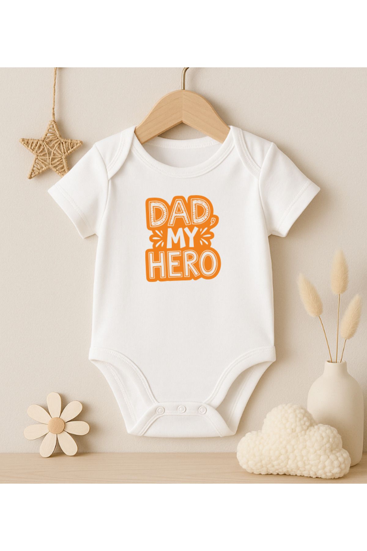 MODAT Dad My Hero Kahraman Baba Yazılı Baskılı Bebek badi zıbın