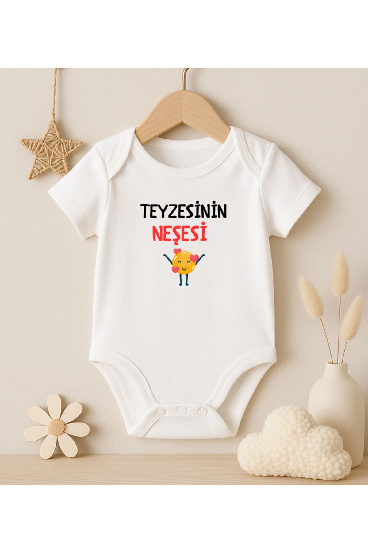 MODAT Teyzesinin Neşesi Yazılı Baskılı Bebek badi zıbın