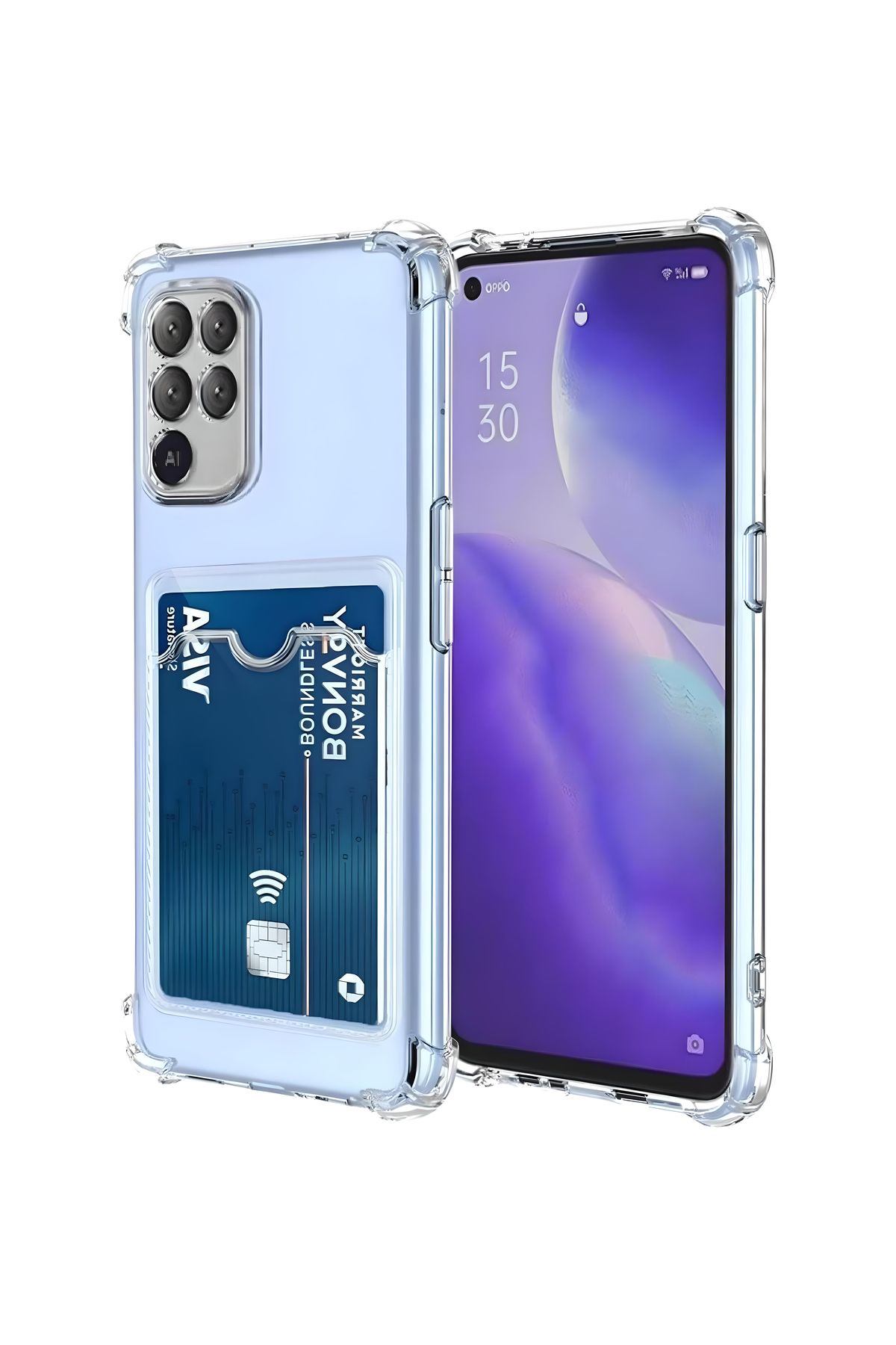 Ehr. Oppo Reno 5 Lite Uyumlu Kamera Korumalı Kartlıklı Köşeleri Airbag Tasarımlı Darbe Önleyici Şeffaf Si