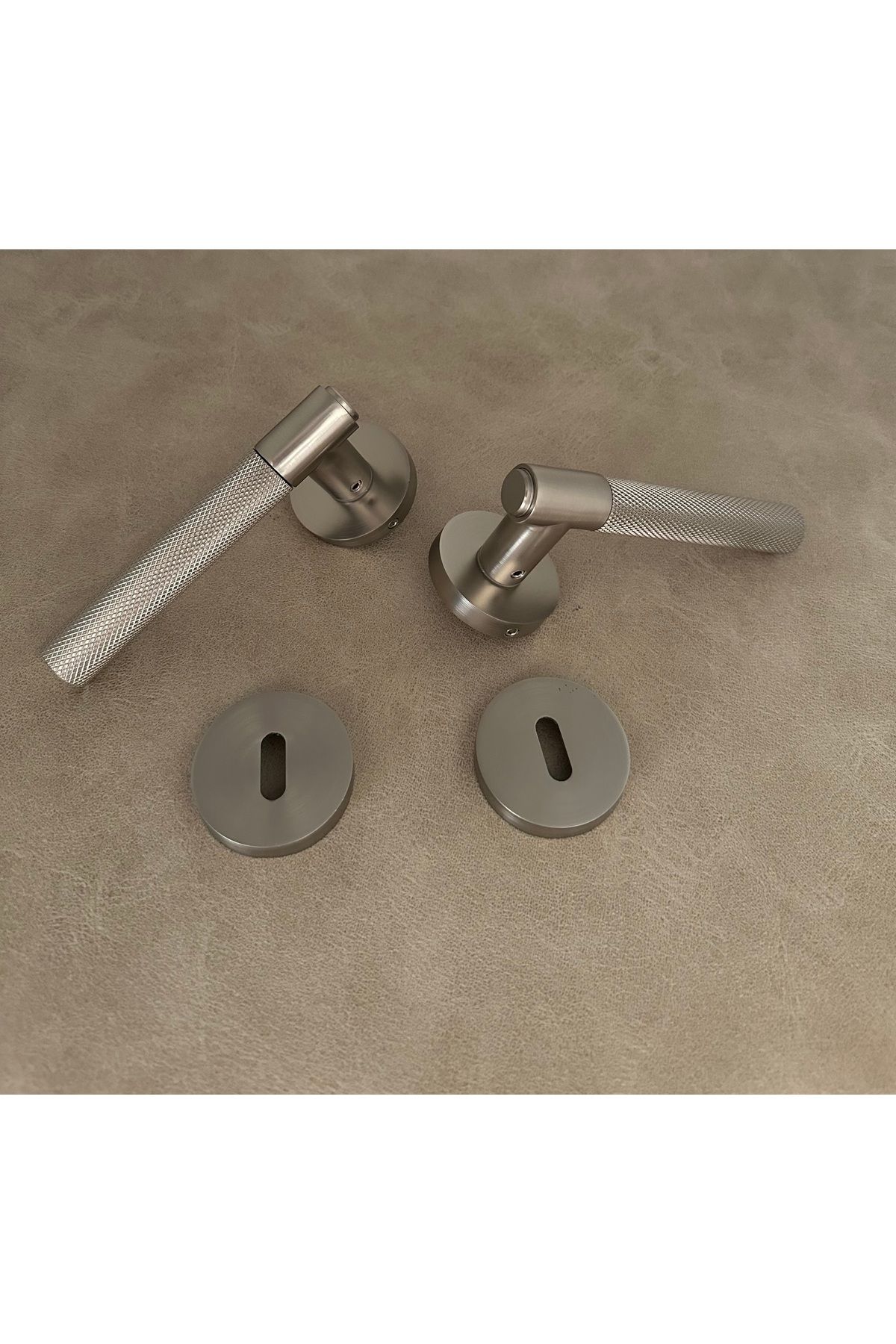 KOLDOOR-Rivax Meta Inox Zamak Round Rosette Room Door Handle 1 Set 2