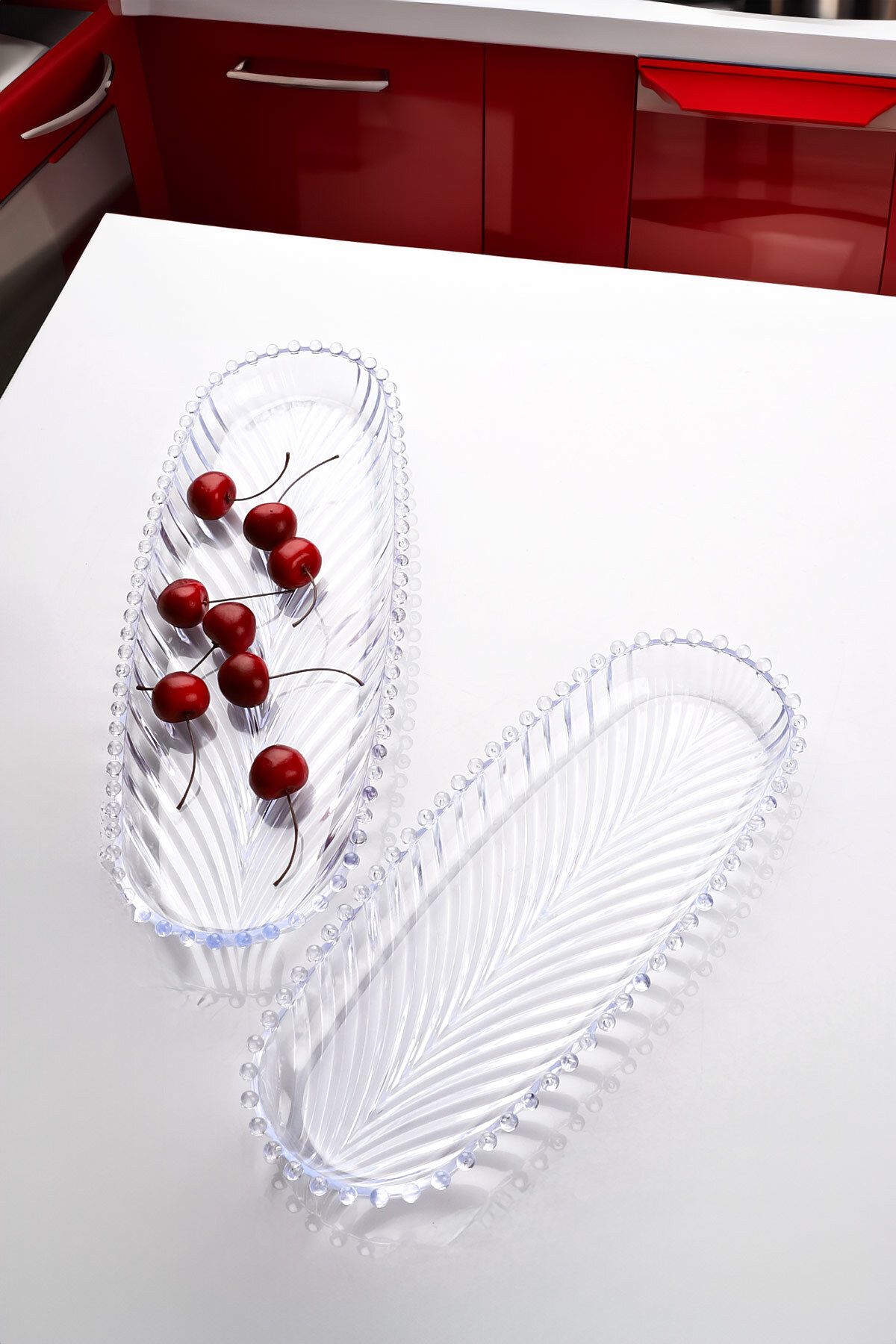 Porselen Diyarı Lively 2'li 33 cm- 39 cm Lüks Plastik Servis Tabağı & Sunum Seti & Kayık Tabak