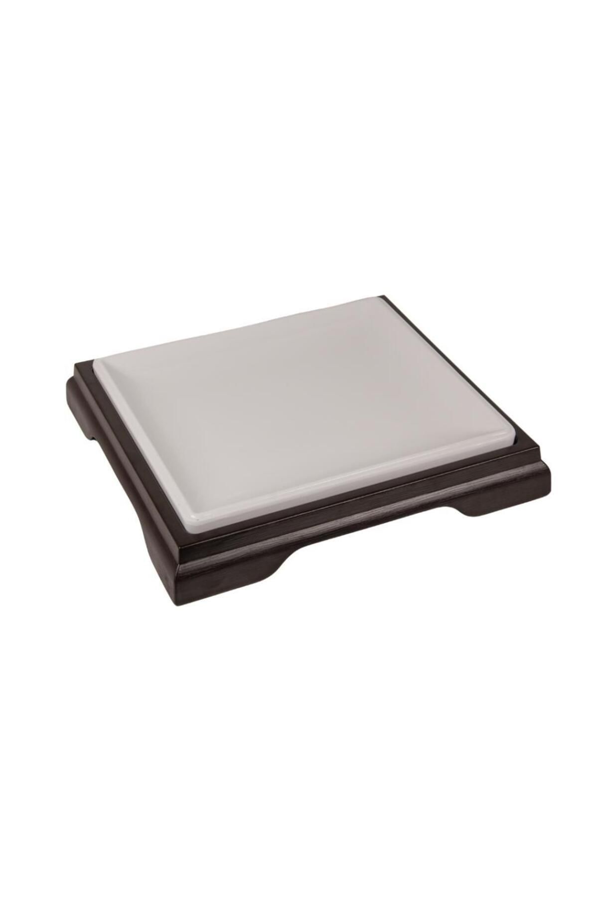 Globy Melamin Altlıklı Beyaz Sunum Tabağı 31×28×7 cm