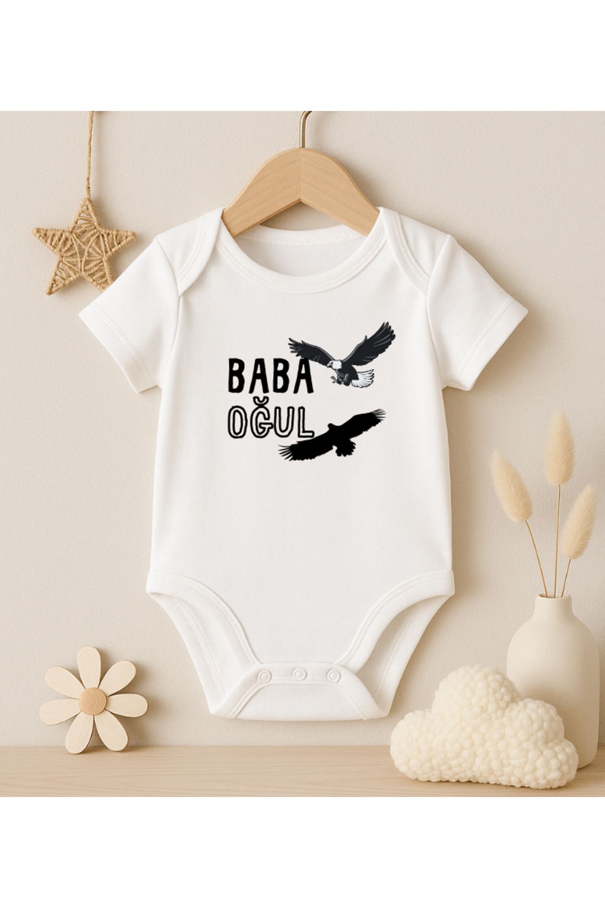 MODAT Baba Kartal Oğlu Kartal Yazılı Baskılı Bebek badi zıbın