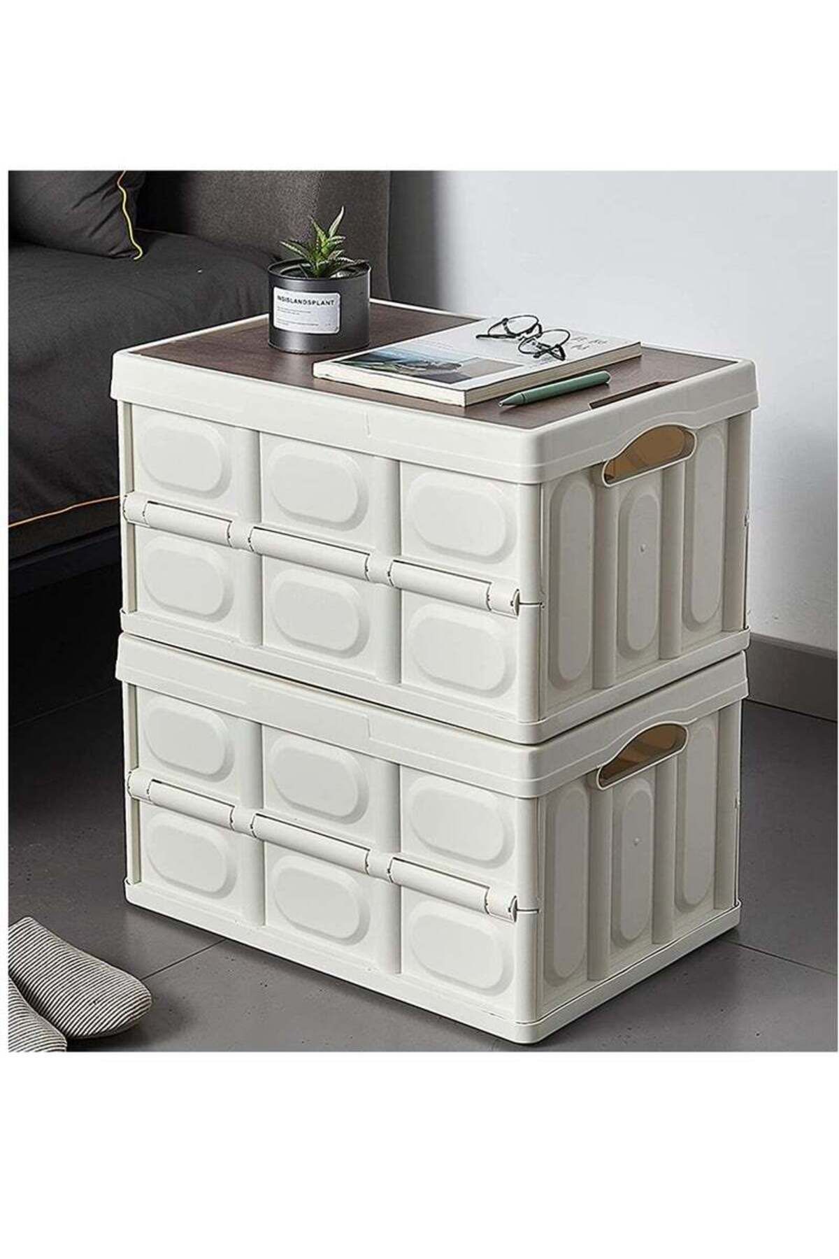 COOYA-Collapsible Storage Bin With Composite Wood Lid,Multifunction Folding Storage Box Container 6