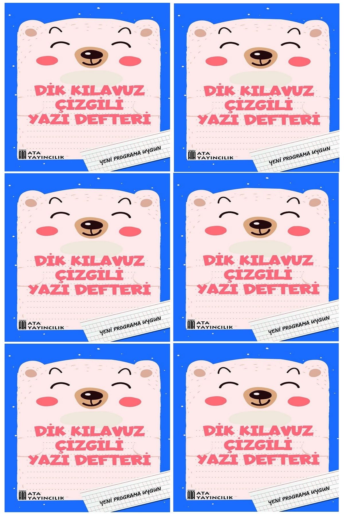 Ata Yayıncılık 1. Sınıf Yeni Müfredata Uygun Dik Kılavuz Çizgili Yazı Defteri Büyük Boy (6 Adet)