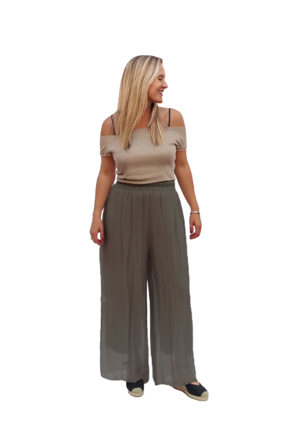 Metta's Shop Haki İtalyan İpek Pantolon