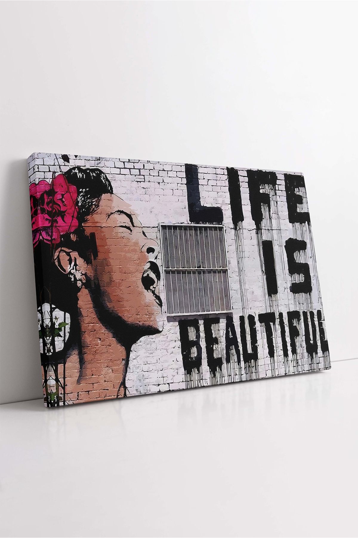 KOSS Dijital Life İs Beautiful Kanvas Tablo, Grafiti Tablo, Hayat Güzeldir Kanvas, Modern Tablo, Dekoratif Tablo