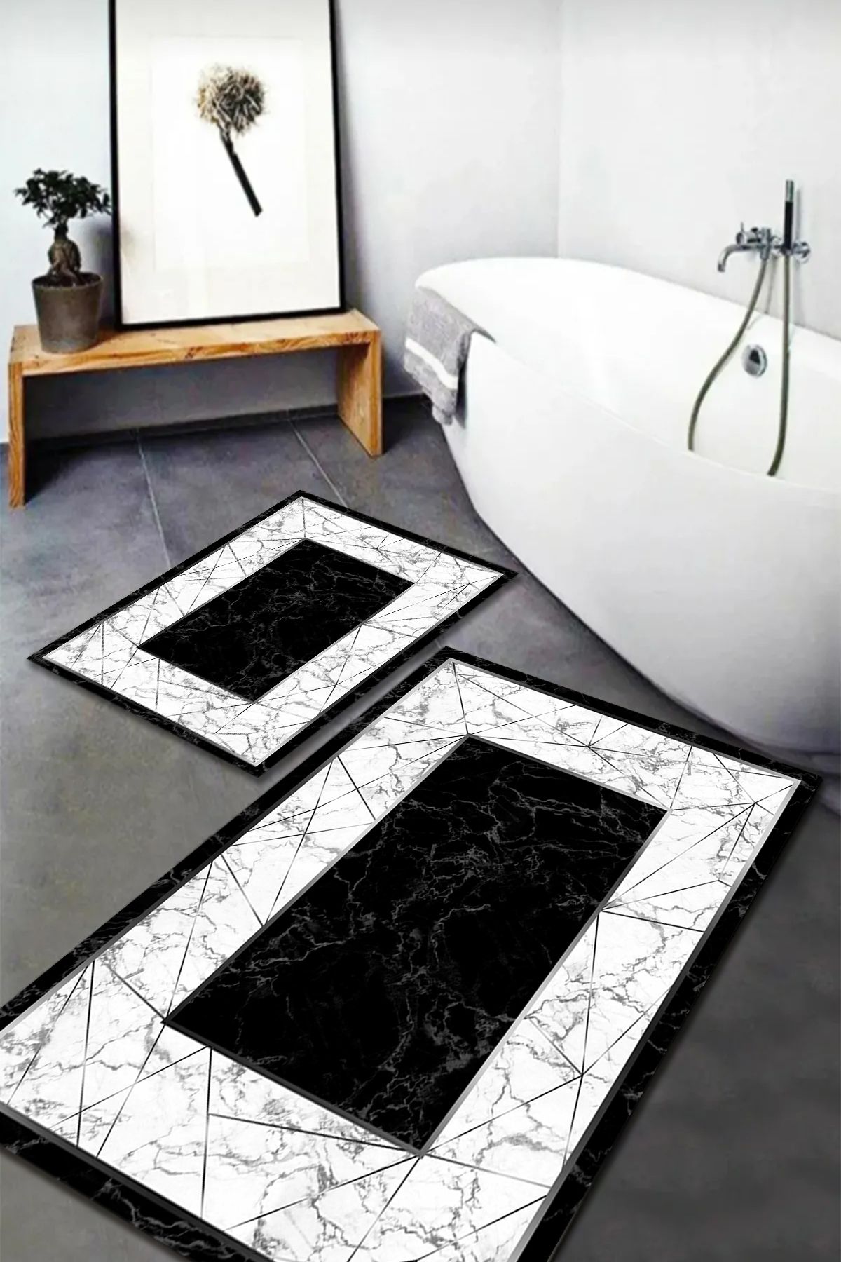 FOREVER ALDORA Banyo Paspas Takımı 2'li Set Kaymaz Tabanlı Yıkanabilir TD-416