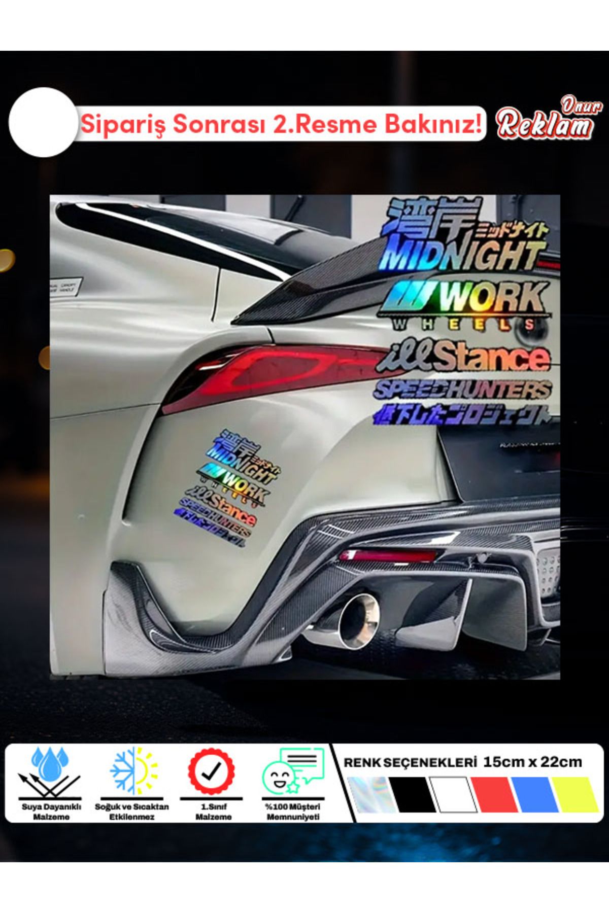 Onur Reklam JDM Modifiye Araç Sticker Seti – Suya Dayanıklı 15x22 cm (9'lu Paket)