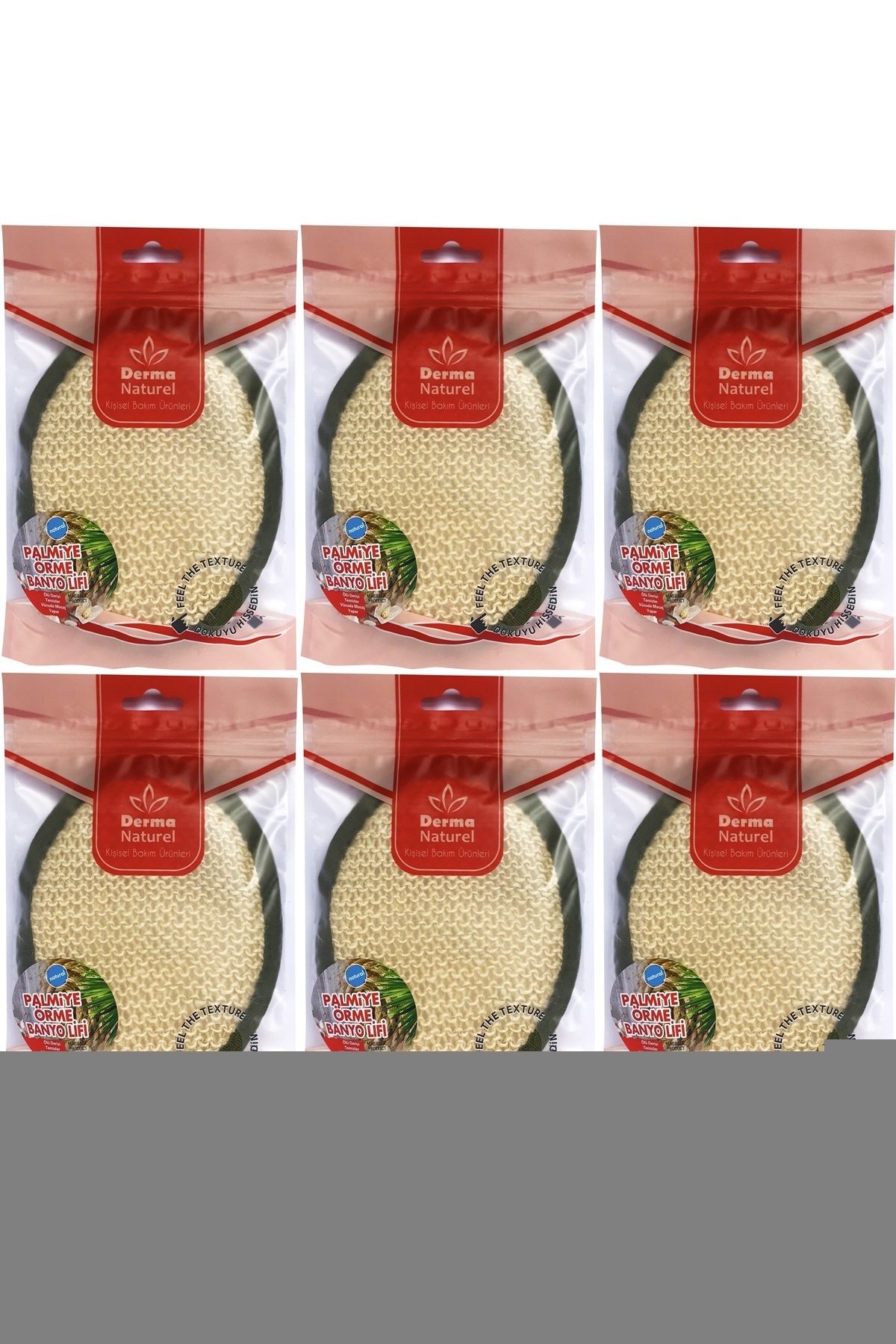 Derma Naturel Örme Banyo Yüz Lifi (15*24CM) MS-02 (6 Lı Set)