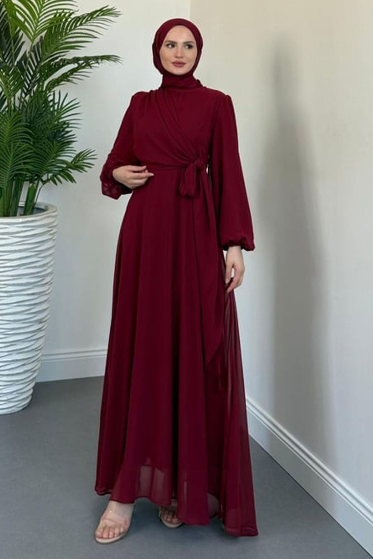Tesettür Diyarı Sultan Model Yandan Bağlamalı Abiye