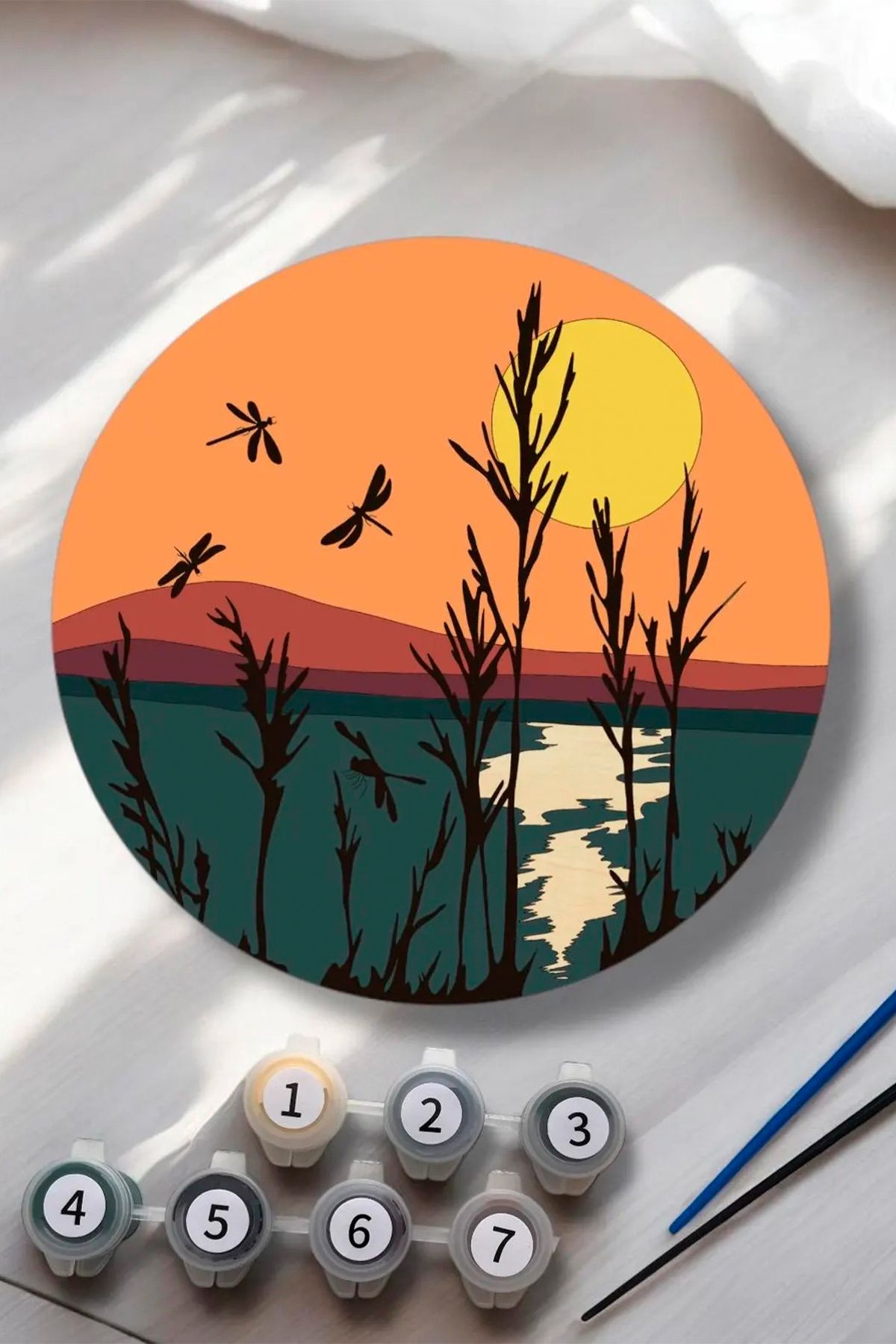 GONCA EĞİTİM Ahşap Sayılarla Boyama Seti – 25x25 Cm Gün Batımı Kendin Yap Hobi ve Aktivite Seti