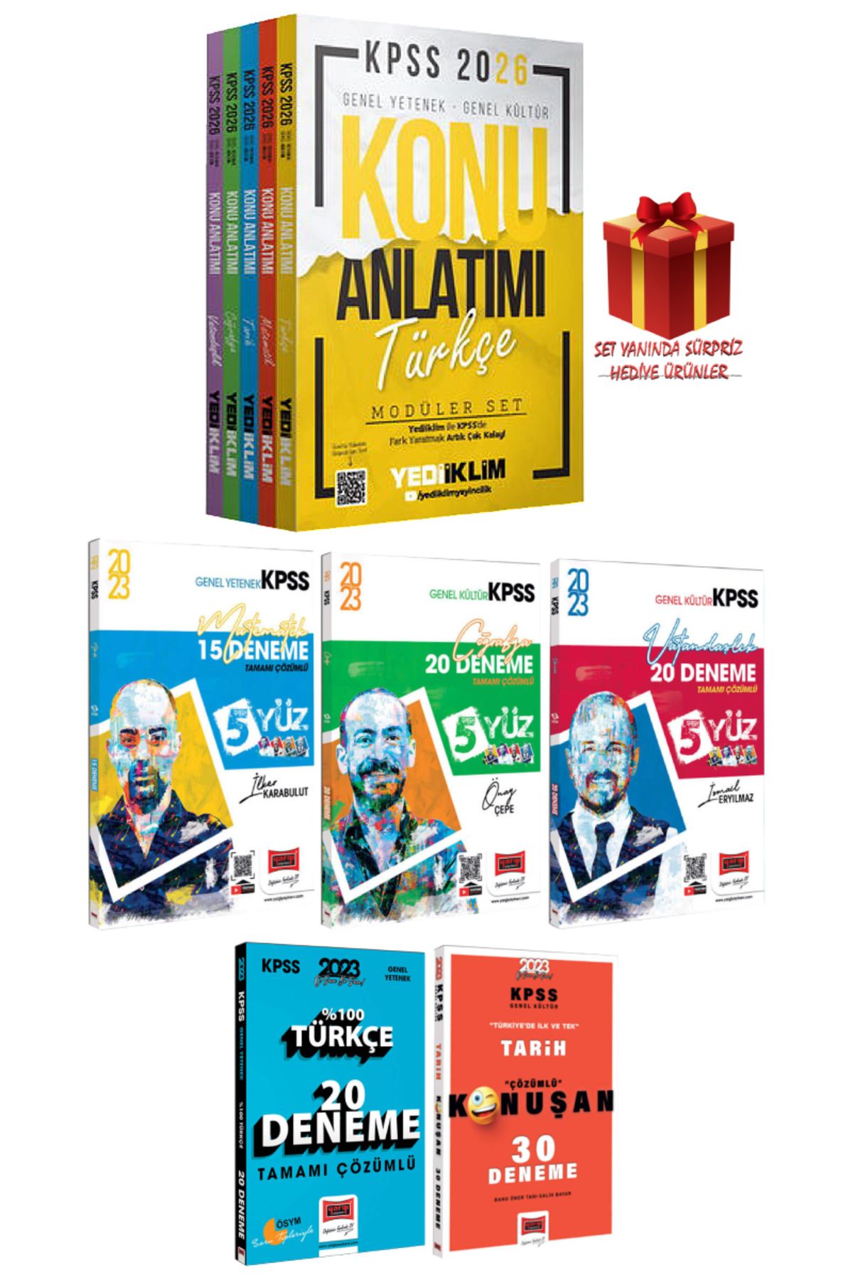 Yediiklim Yayınları 2026 KPSS GYGK Konu Anlatımı Modüler Set+ Türkçe Matematik Tarih Coğrafya Vatandaşlık Deneme+ Hediye