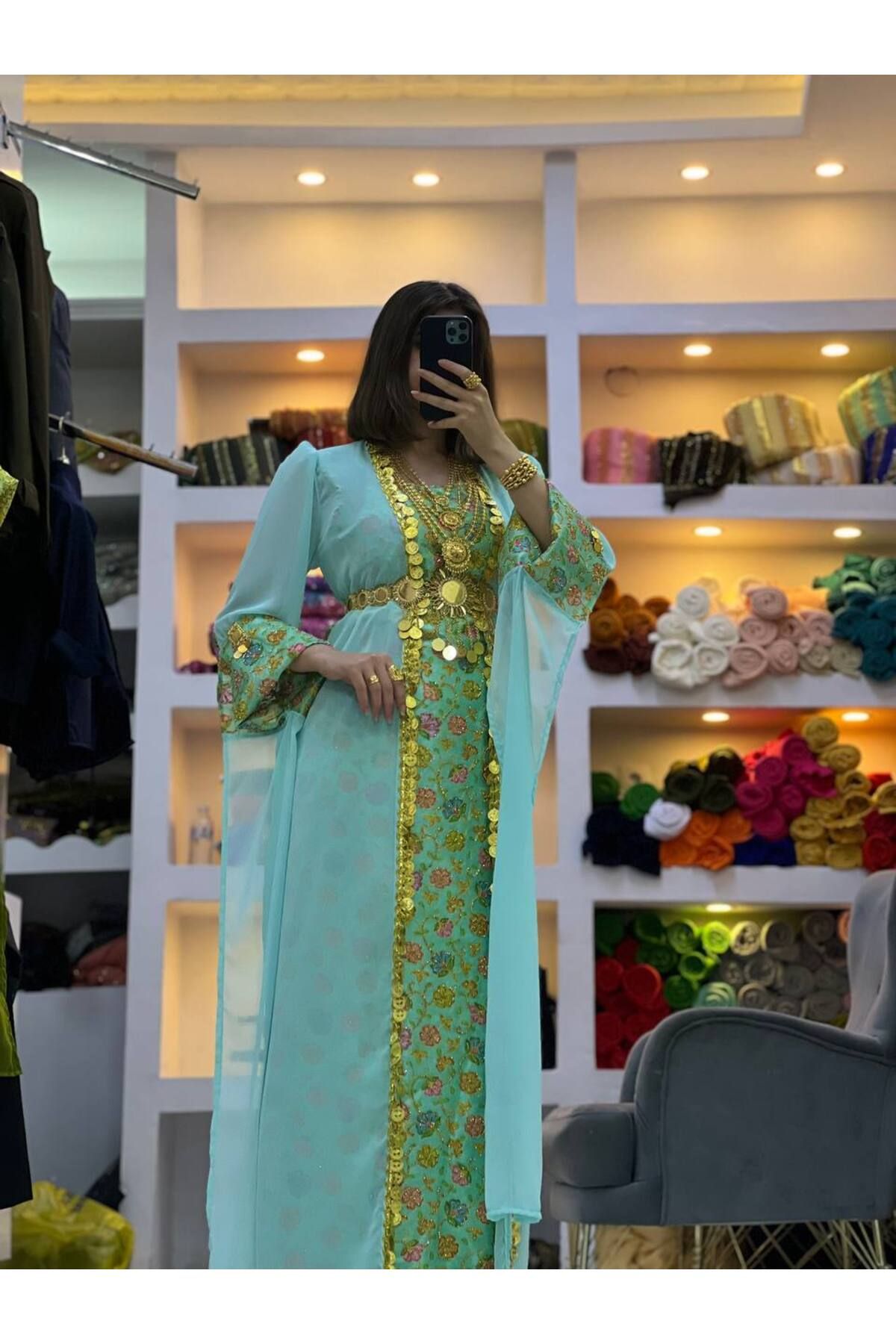 SOLİN YÖRESEL Kadın Yöresel Elbise Düğünlük Kaftan Abiye(Görseldeki Aksesuarlar Dahil Değildir)
