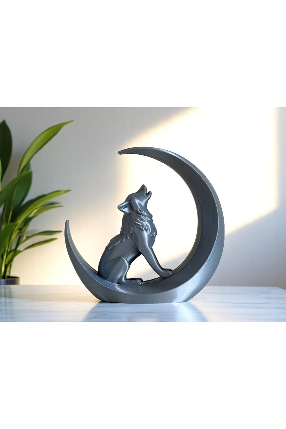 Goplast Premium Ayda Uluyan Kurt, 15 cm Uluyan Kurt biblo, Dekoratif Kurt Figürlü Hediyelik Biblo Gri