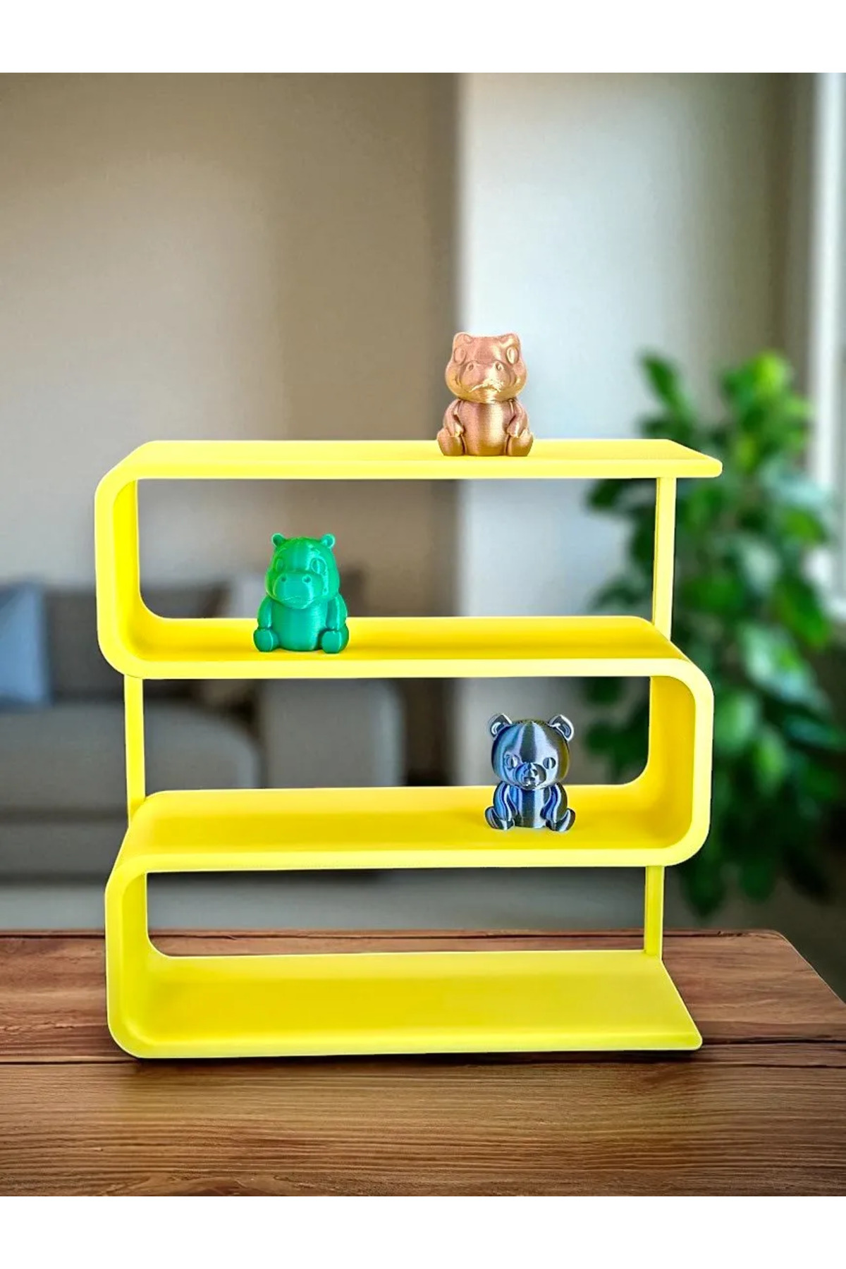 Support moderne 18x18 cm, impression 3D, nom inscriptible, couleur sélectionnable, figurine décorative et support de gadget
