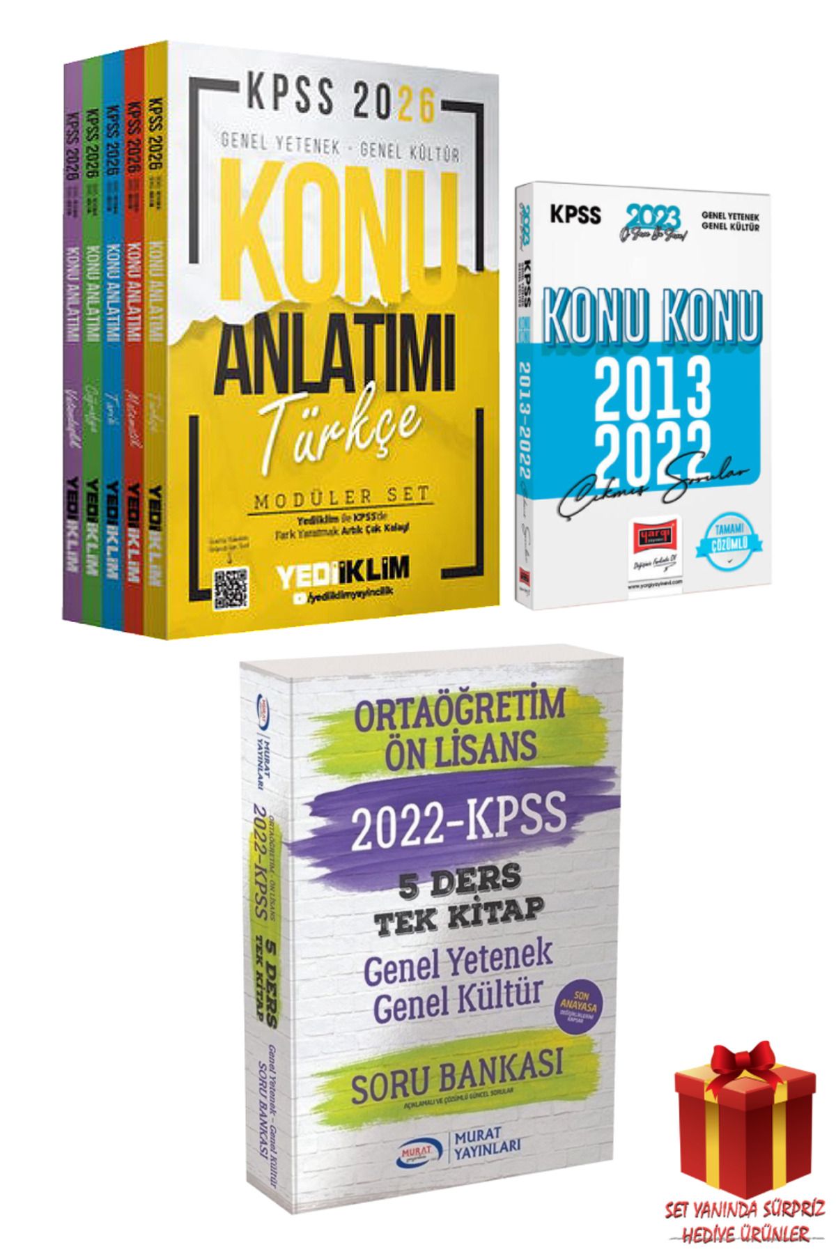 Yediiklim Yayınları 2026 KPSS GYGK Konu Anlatımı Modüler Set+ Konu Konu Çıkmış Sorular+ Murat Tüm Dersler Soru Bankası