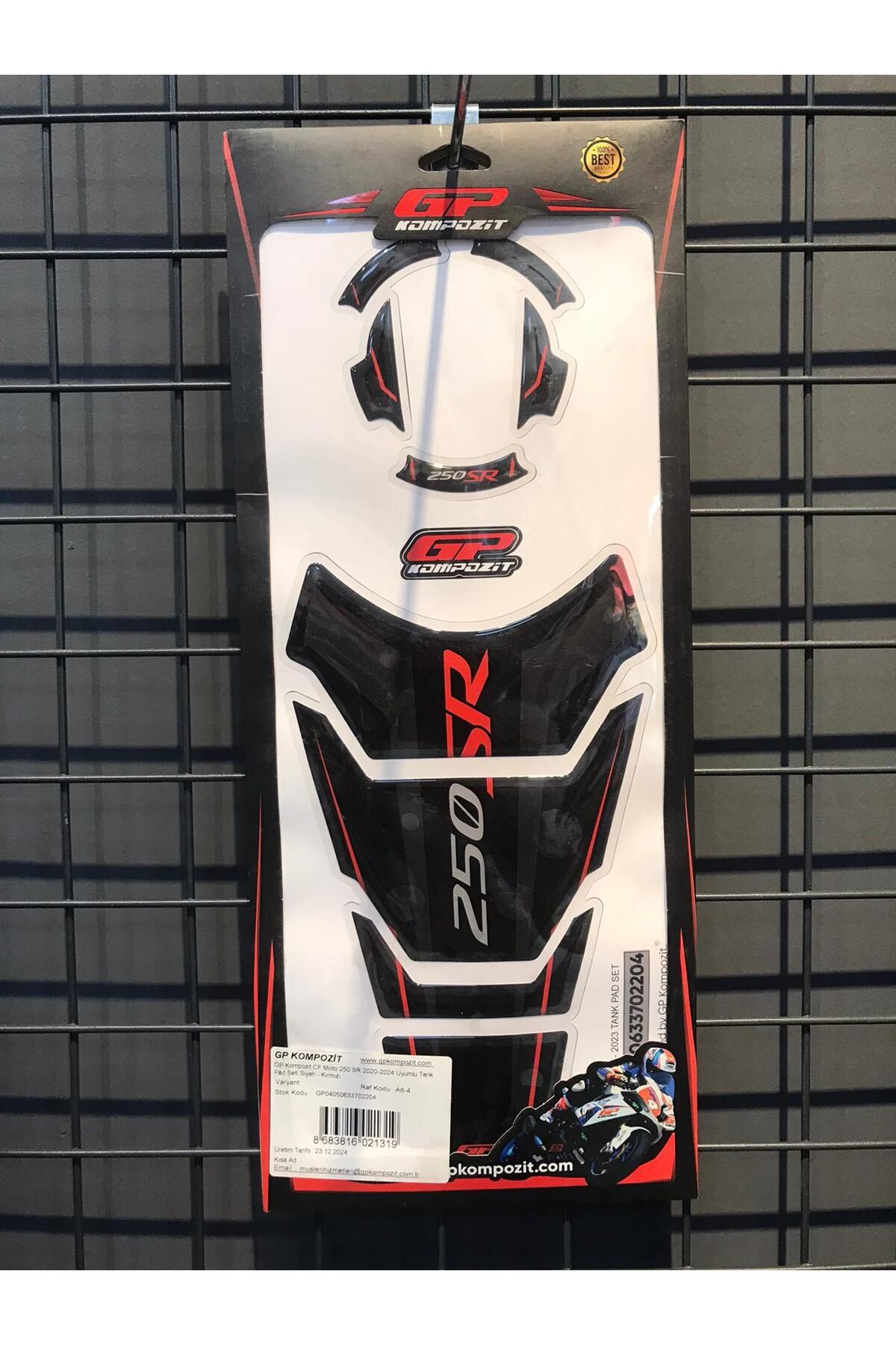 GP KOMPOZİT CF MOTTO 250 SR 2020-2024 UYUMLU SİYAH -KIRMIZI TANK PAD SETİ