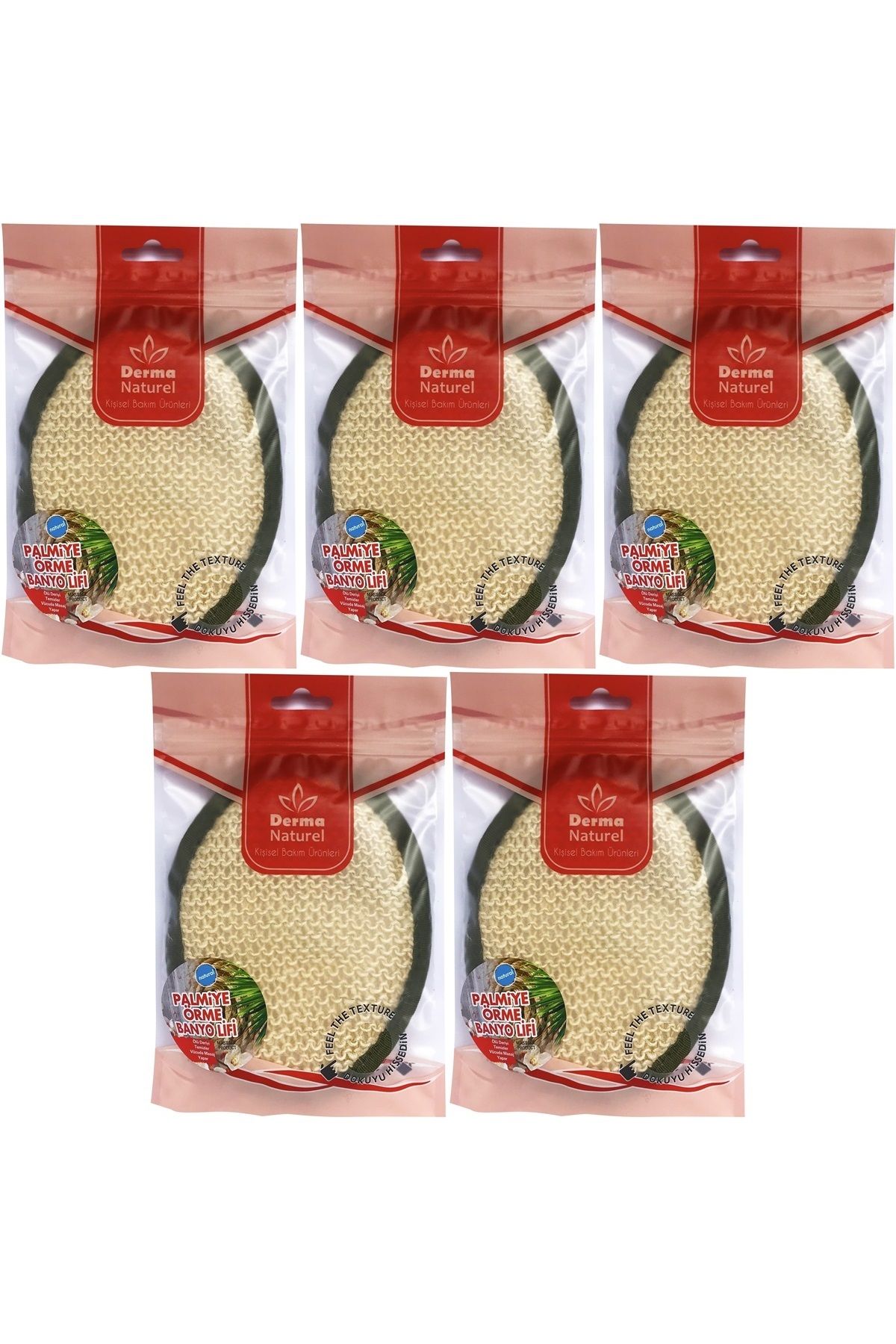 Derma Naturel Örme Banyo Yüz Lifi (15*24CM) MS-02 (5 Li Set)