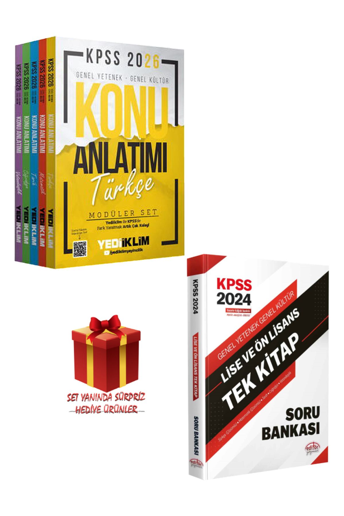 Yediiklim Yayınları 2026 KPSS Genel Yetenek Genel Kültür Konu Anlatımı Modüler Set+ Tek Kitap KPSS Soru Bankası+ Hediye