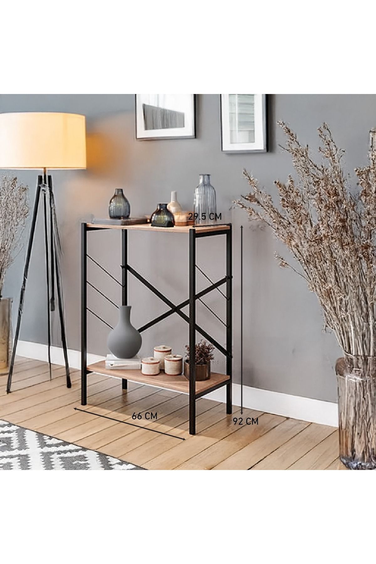 AGD-Console Entry Table, Side Table and Coffee Corner, 3-Shelf Wood Bookcase to Meet All Your Needs - Brown 3