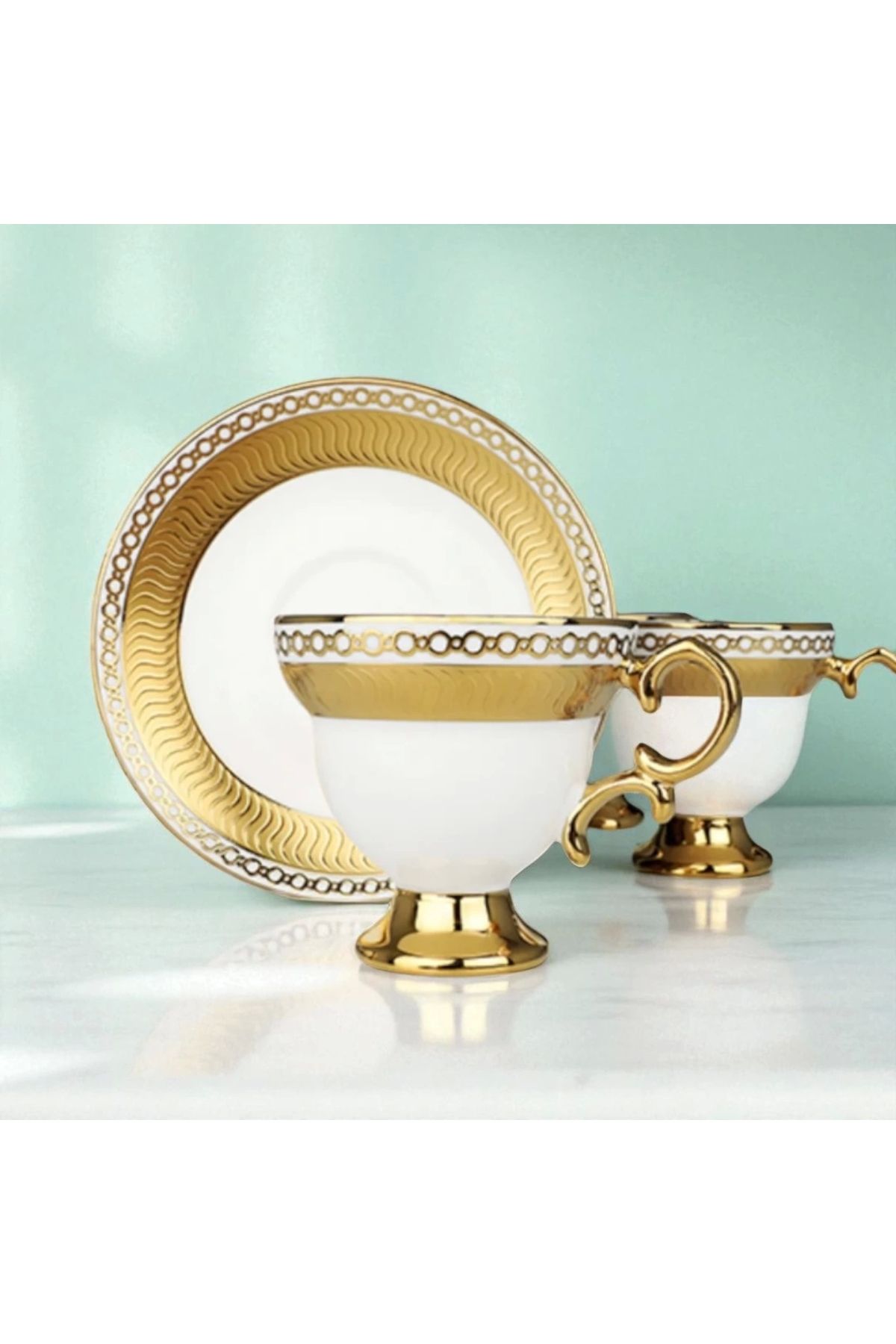 Zuccara Maison Majestic Gold 6'lı Altın Yaldızlı Kahve Fincanı Seti – Klasik Asalet