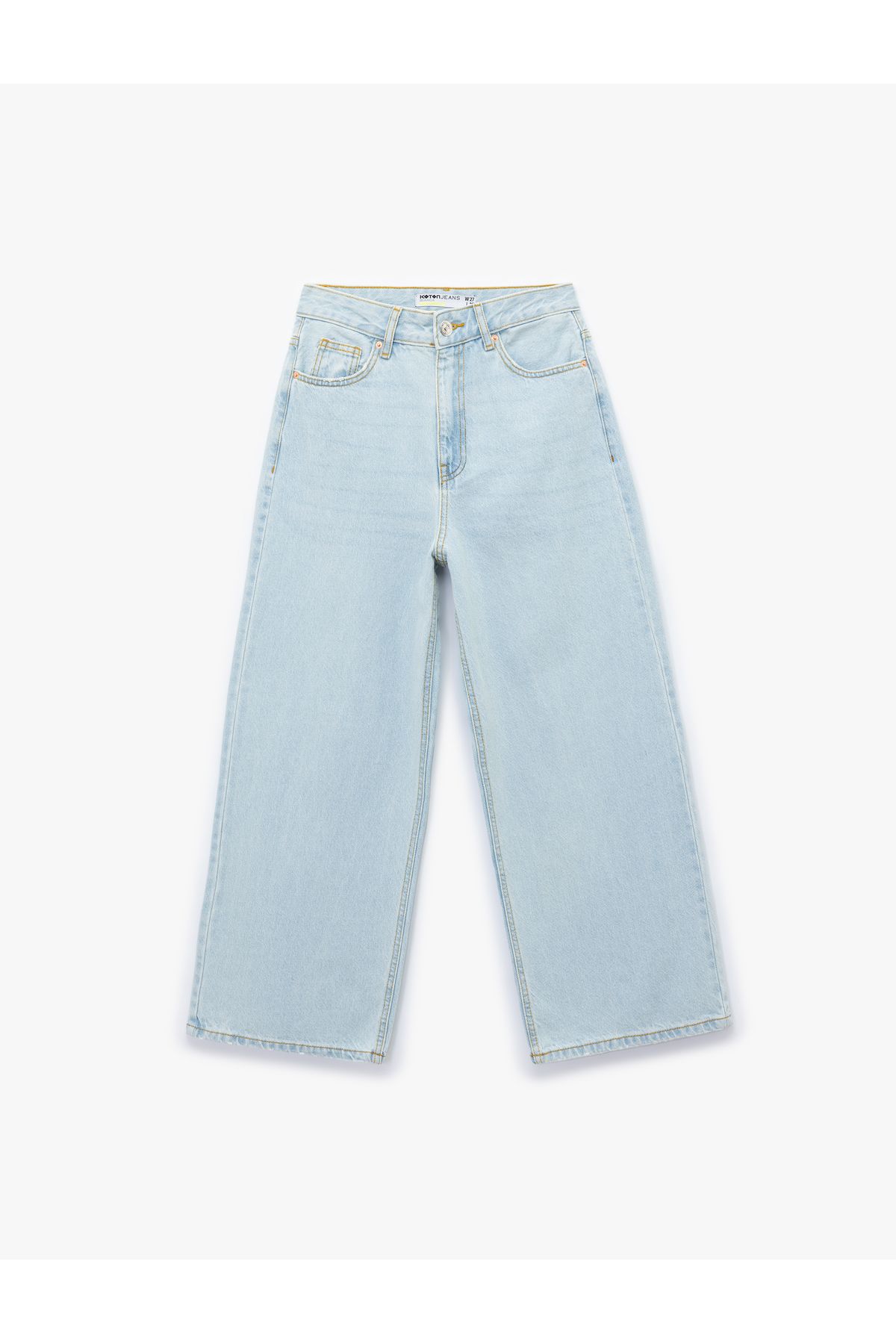 Koton-Pantaloni din bumbac, cu buzunare cu nasturi, talie normală, cu picioare largi - blugi cu picioare largi 4