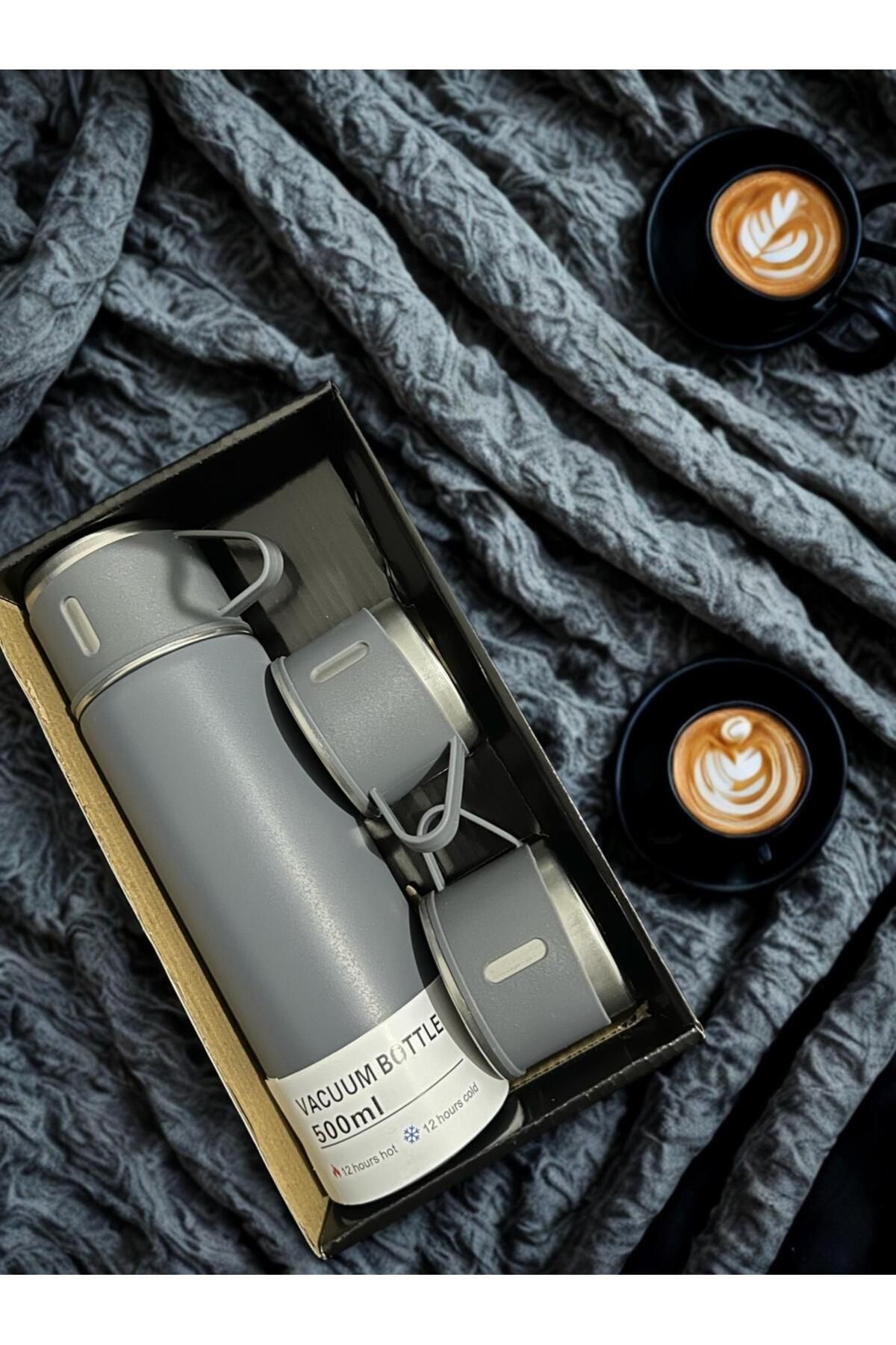 Lara Living Crafts set üç bardaklı paslanmaz çelik termos 12 saate kadar ısı koruma 500 ml piknik kamp