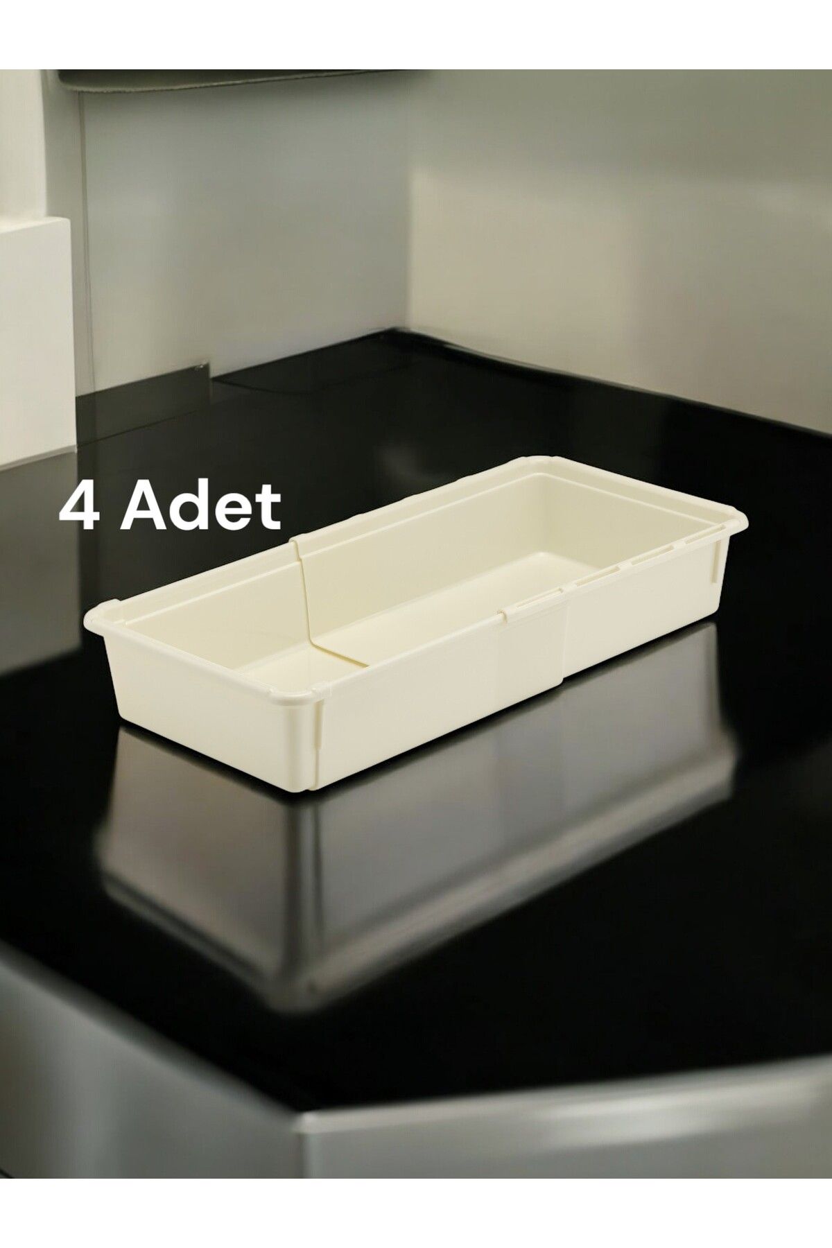 Nesto Home 4'lü Set Boyu Ayarlanabilir Çok Amaçlı Çekmece İçi Düzenleyici Kaşıklık Ve Bıçaklık Set Büyük Boy