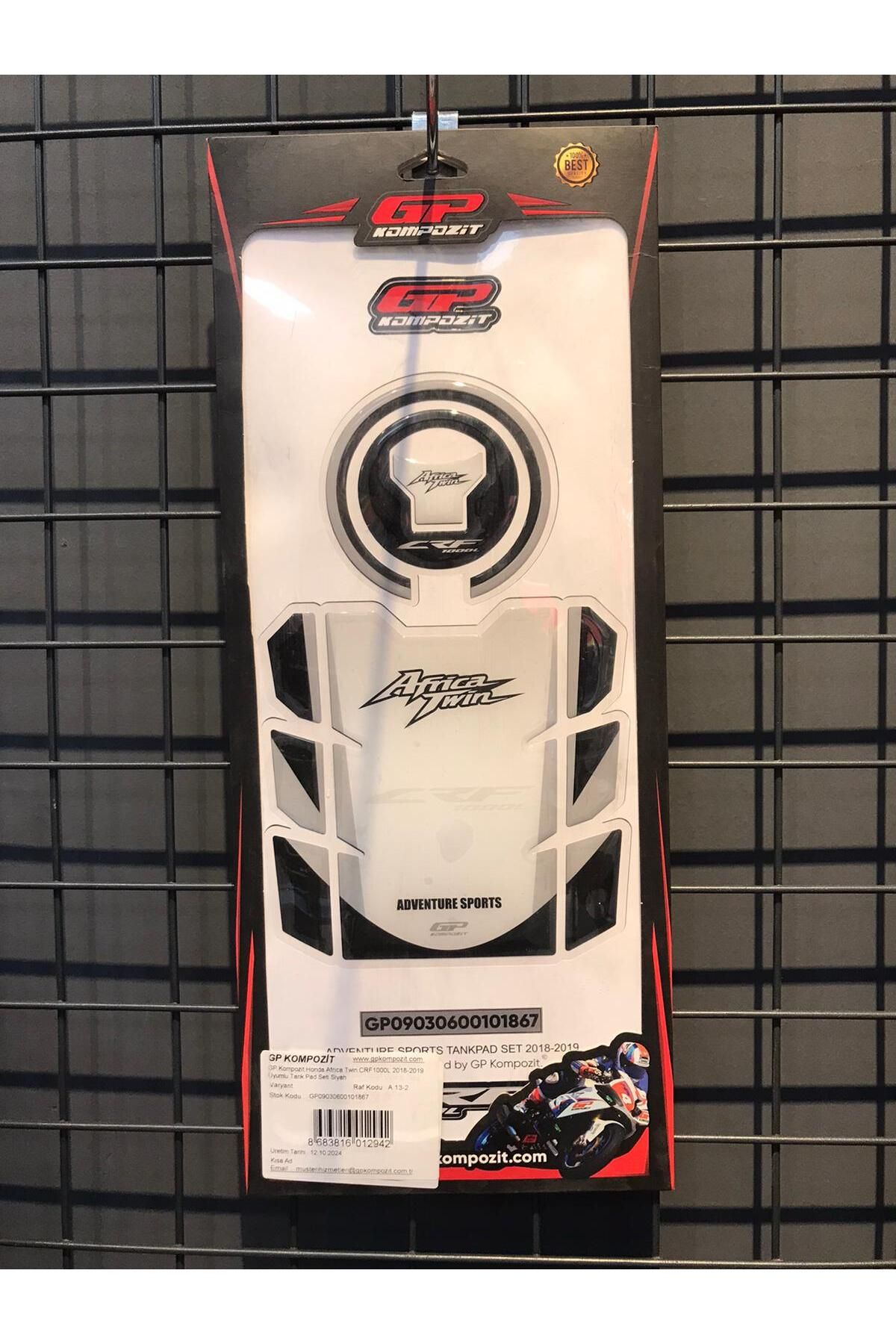 GP KOMPOZİT HONDA AFRİCA TWİN CRF 1000L ADVENTURE 2018-2019 UYUMLU BEYAZ TANK PAD SETİ