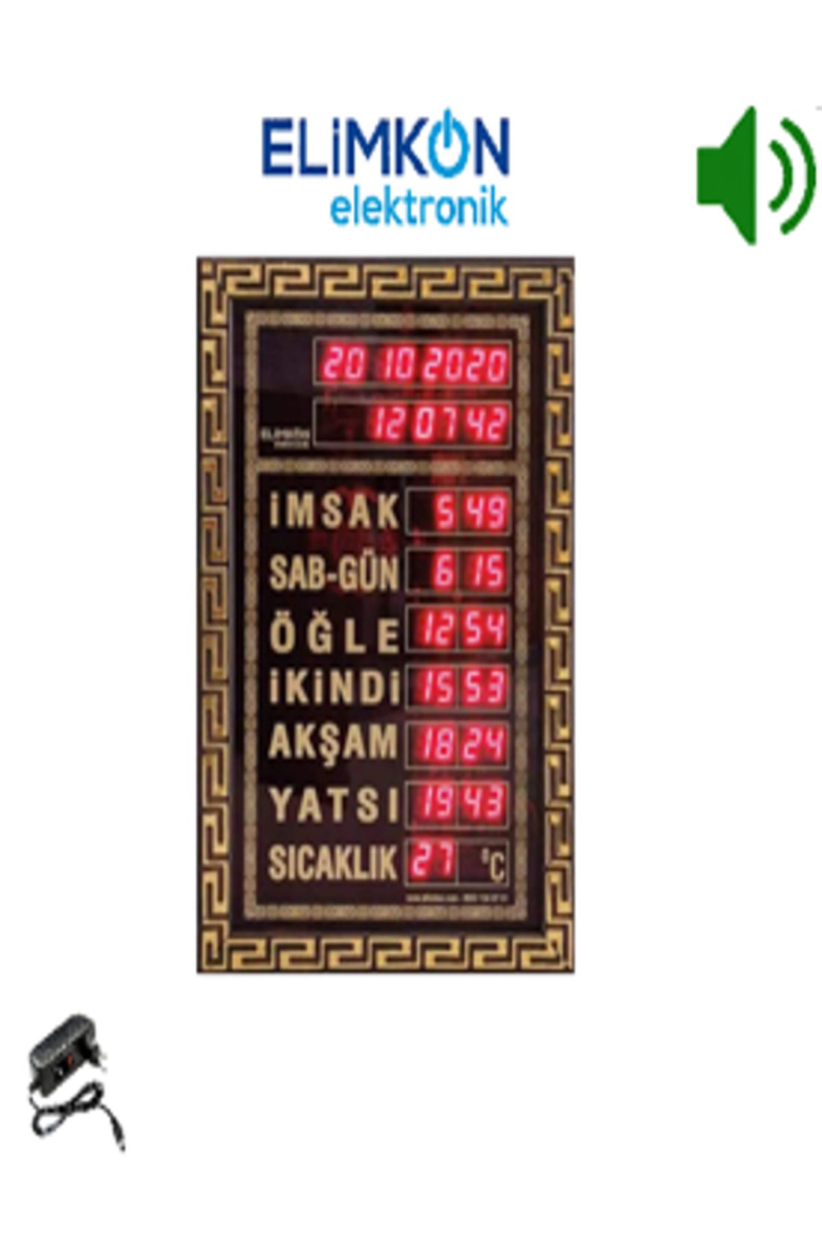 Elimkon VAKİTMATİK DİJİTAL İMSAKİYE EV OFİS TİPİ EZANLI ALTIN