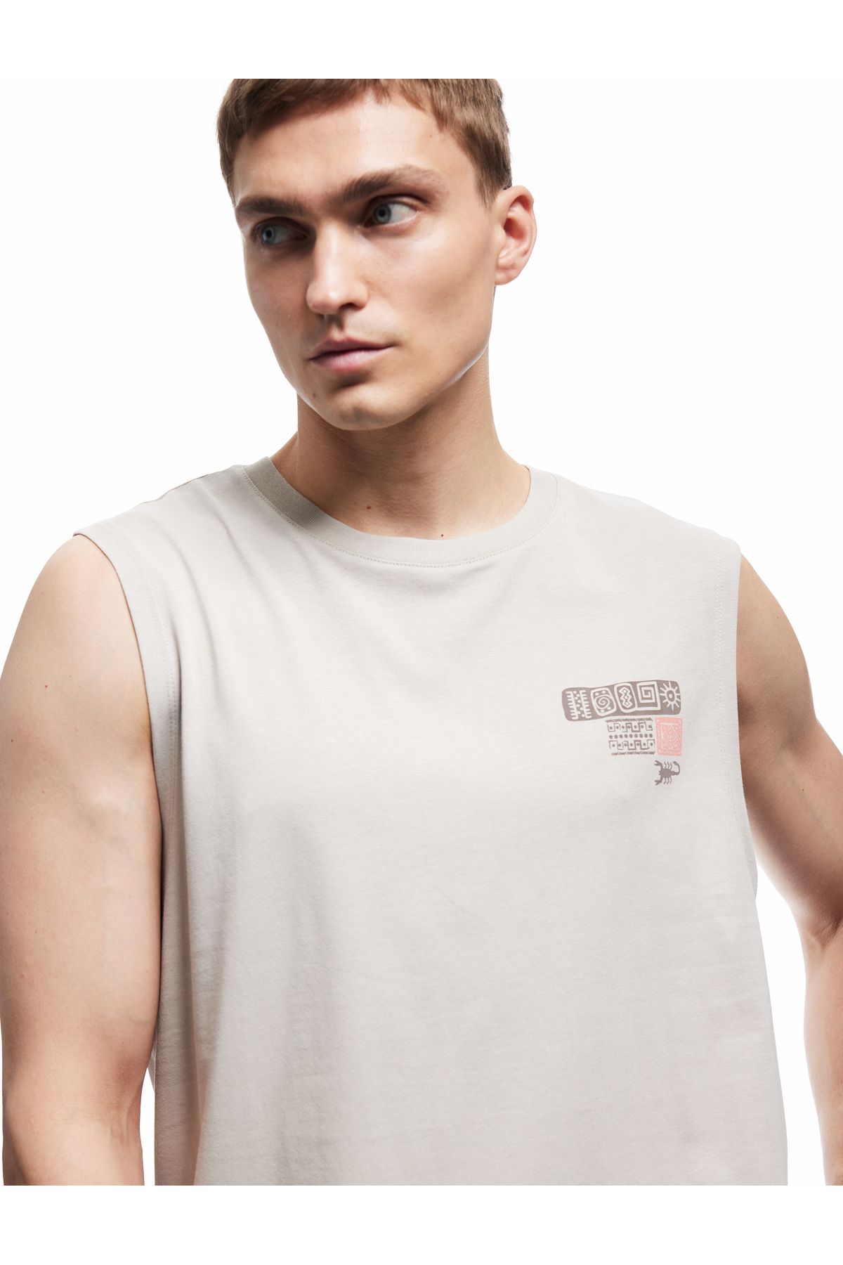 Koton Regular Fit Kolsuz Bisiklet Yaka Pamuklu Etnik Baskılı Atlet