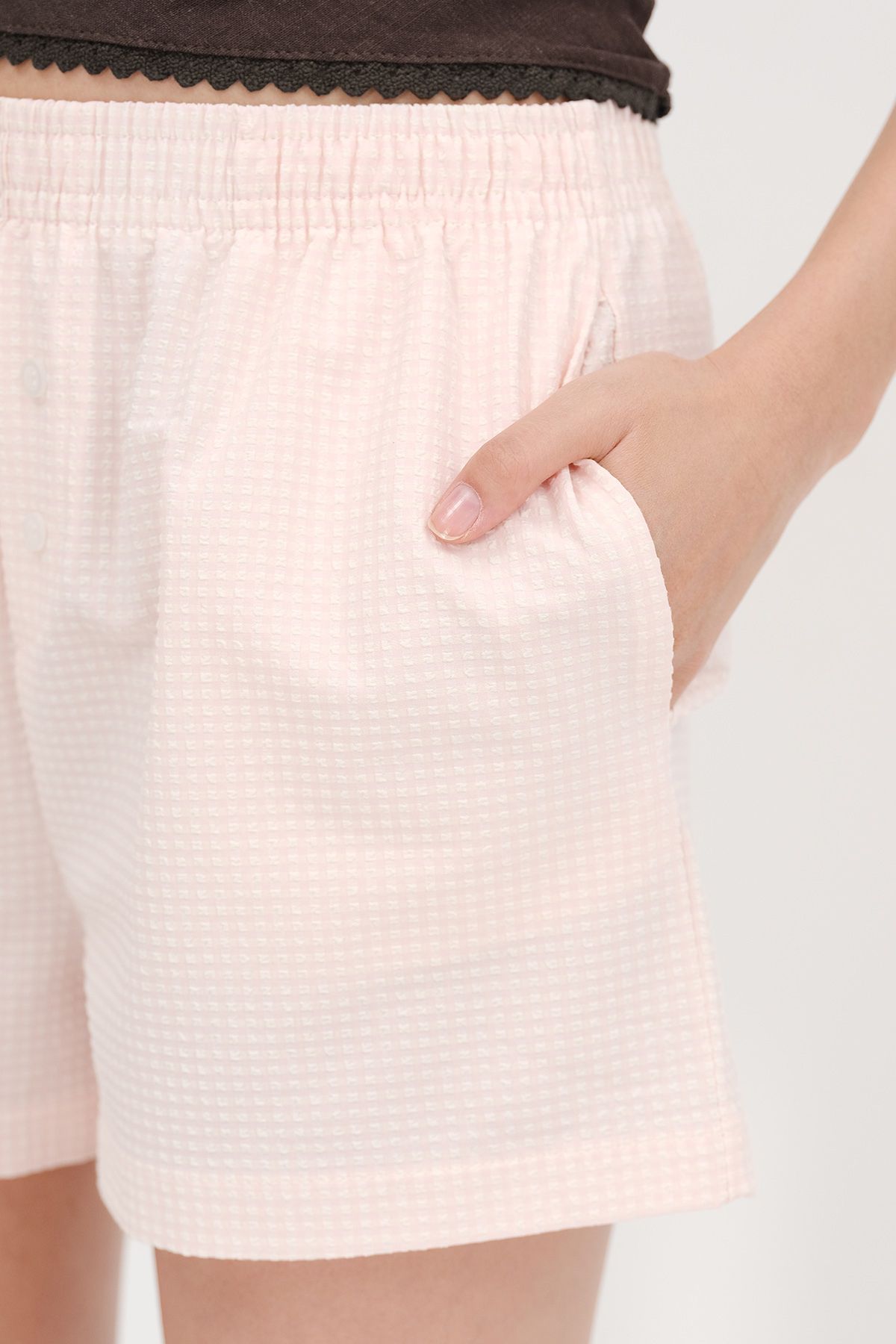 Addax-Gingham Patterned Shorts Ş17389 3