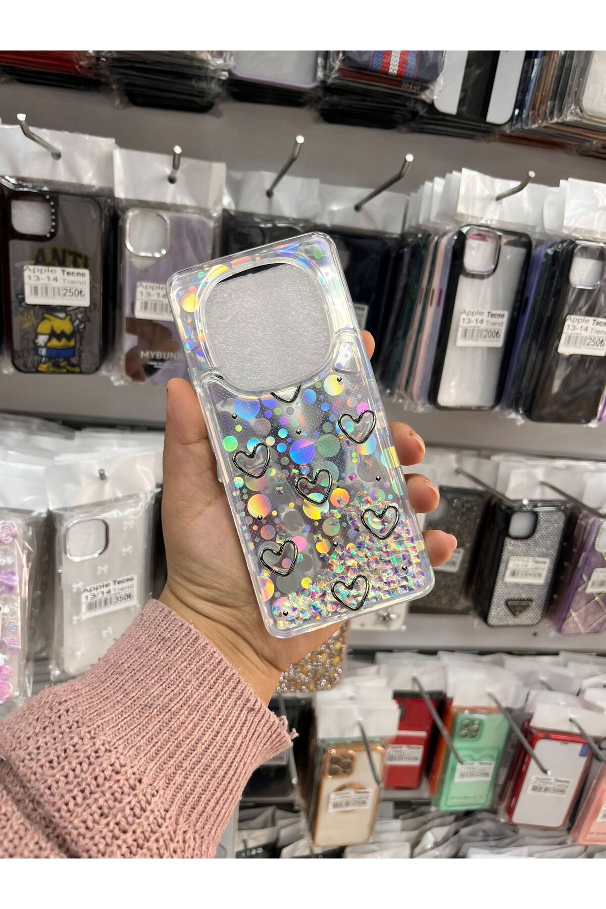 TECNOTREND Xiaomi Redmi Note 14 Pro Plus Sulu parıltılı Hologramlı şeffaf silikon kılıf