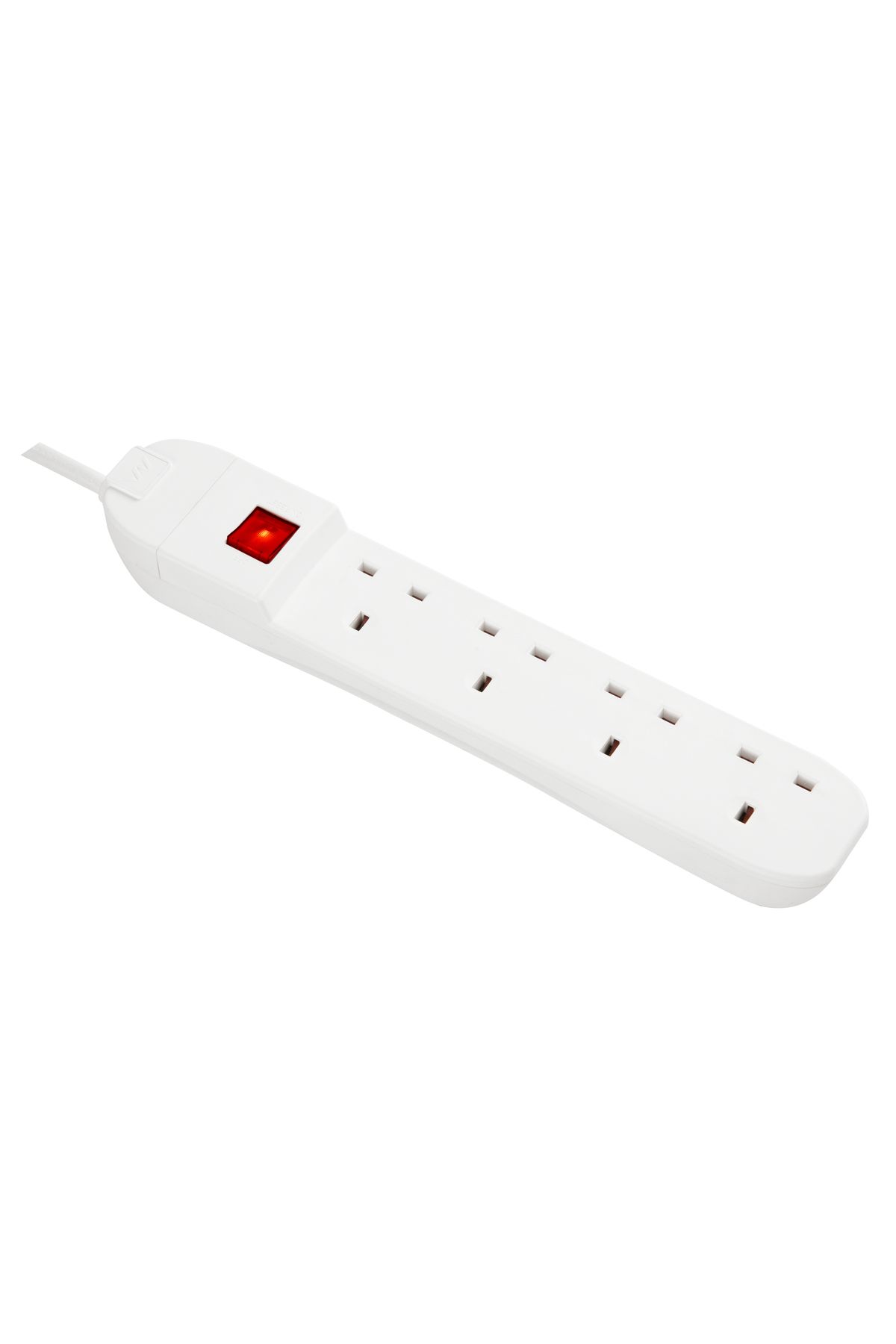 Masterplug-4 Socket 13 A Rewireable Extension Lead With Switch White - 5M, Overload Protection 3
